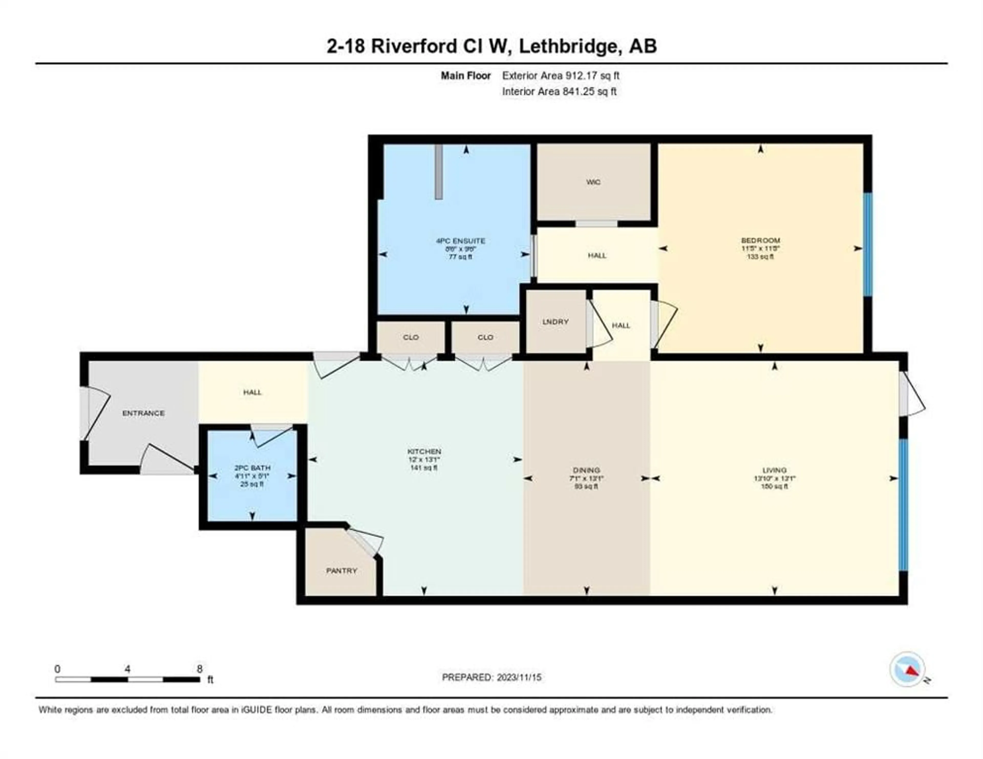 Floor plan for 18 Riverford Close #2, Lethbridge Alberta T1K 8K8