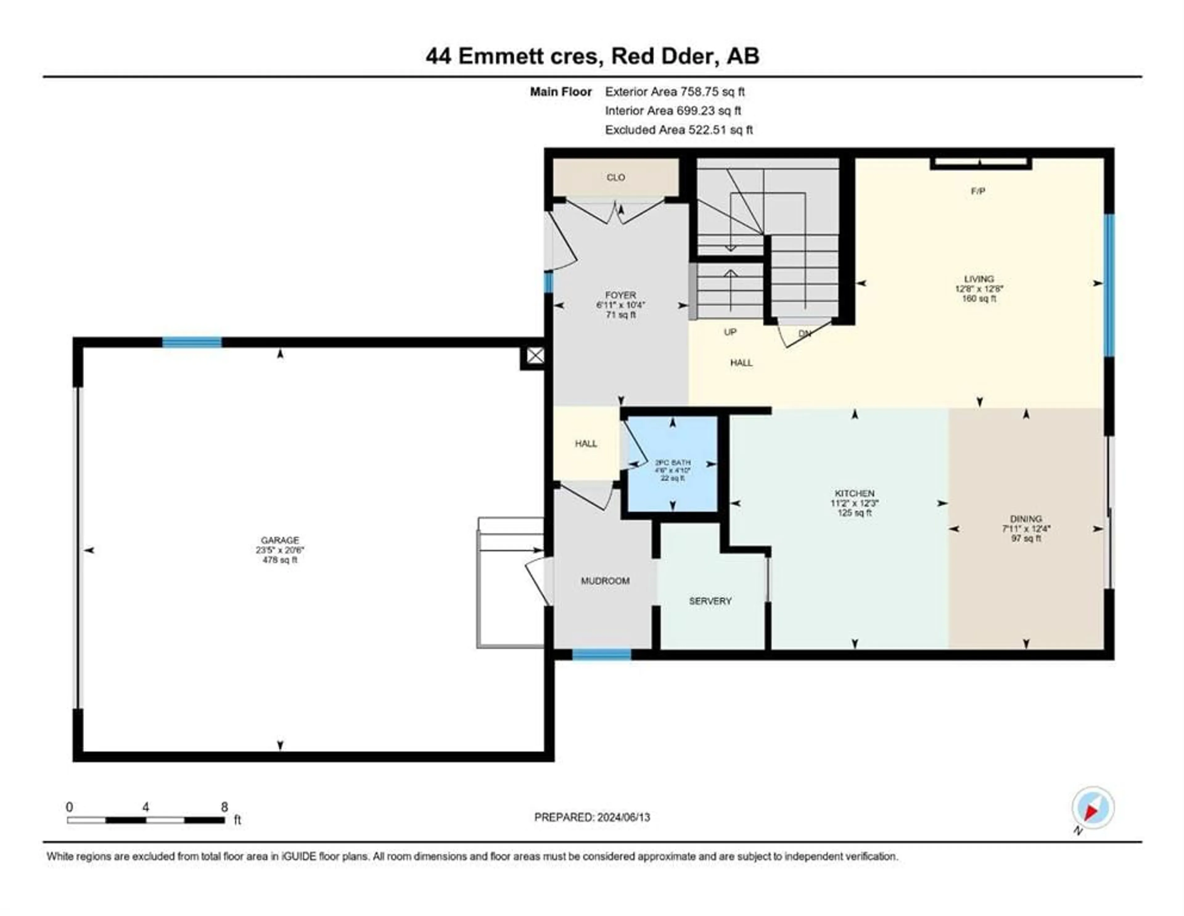 Floor plan for 44 Emmett Cres, Red Deer Alberta T4P 3G8