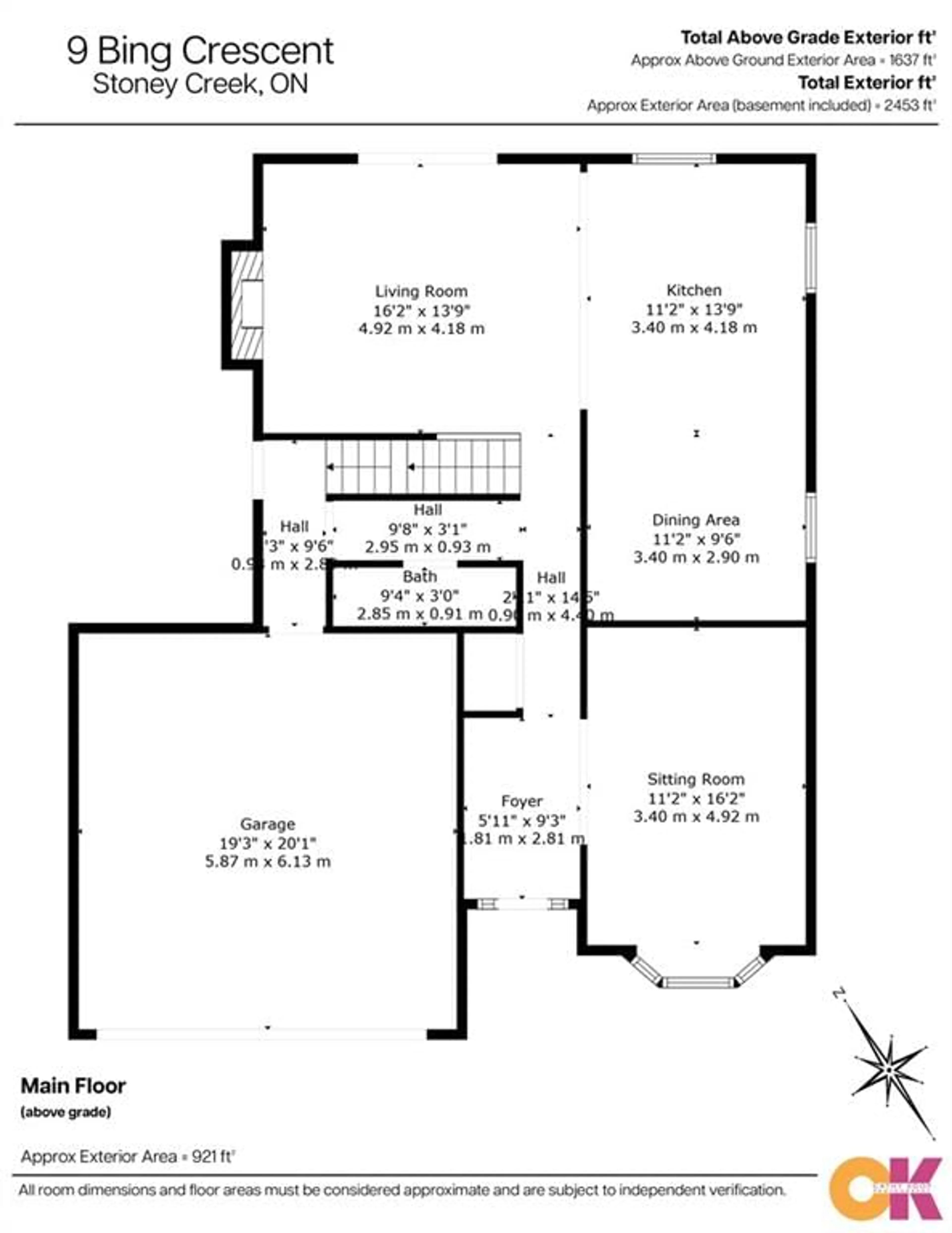 Floor plan for 9 BING Cres, Stoney Creek Ontario L8E 3Z4