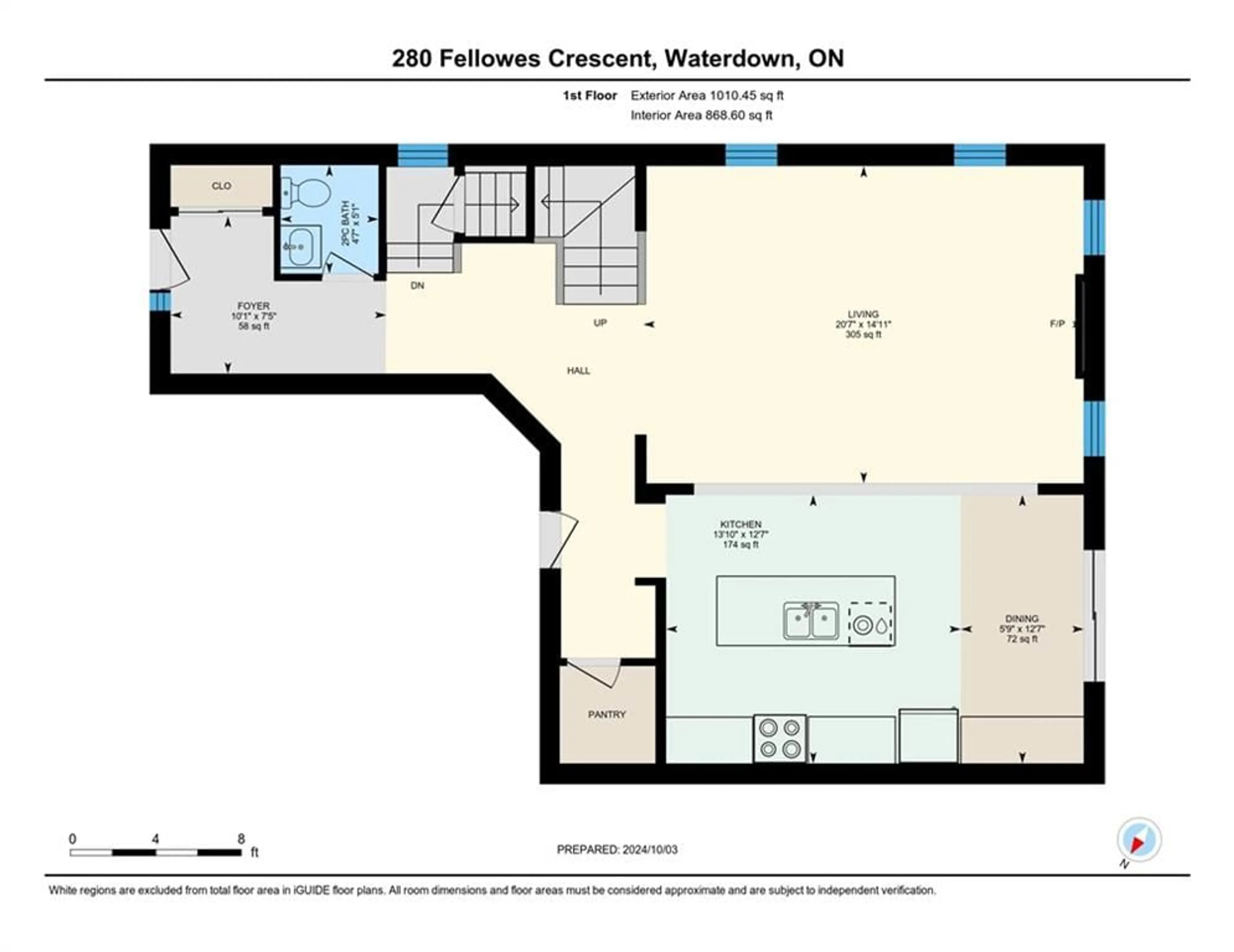 Floor plan for 280 FELLOWES Cres, Waterdown Ontario L8B 0V2