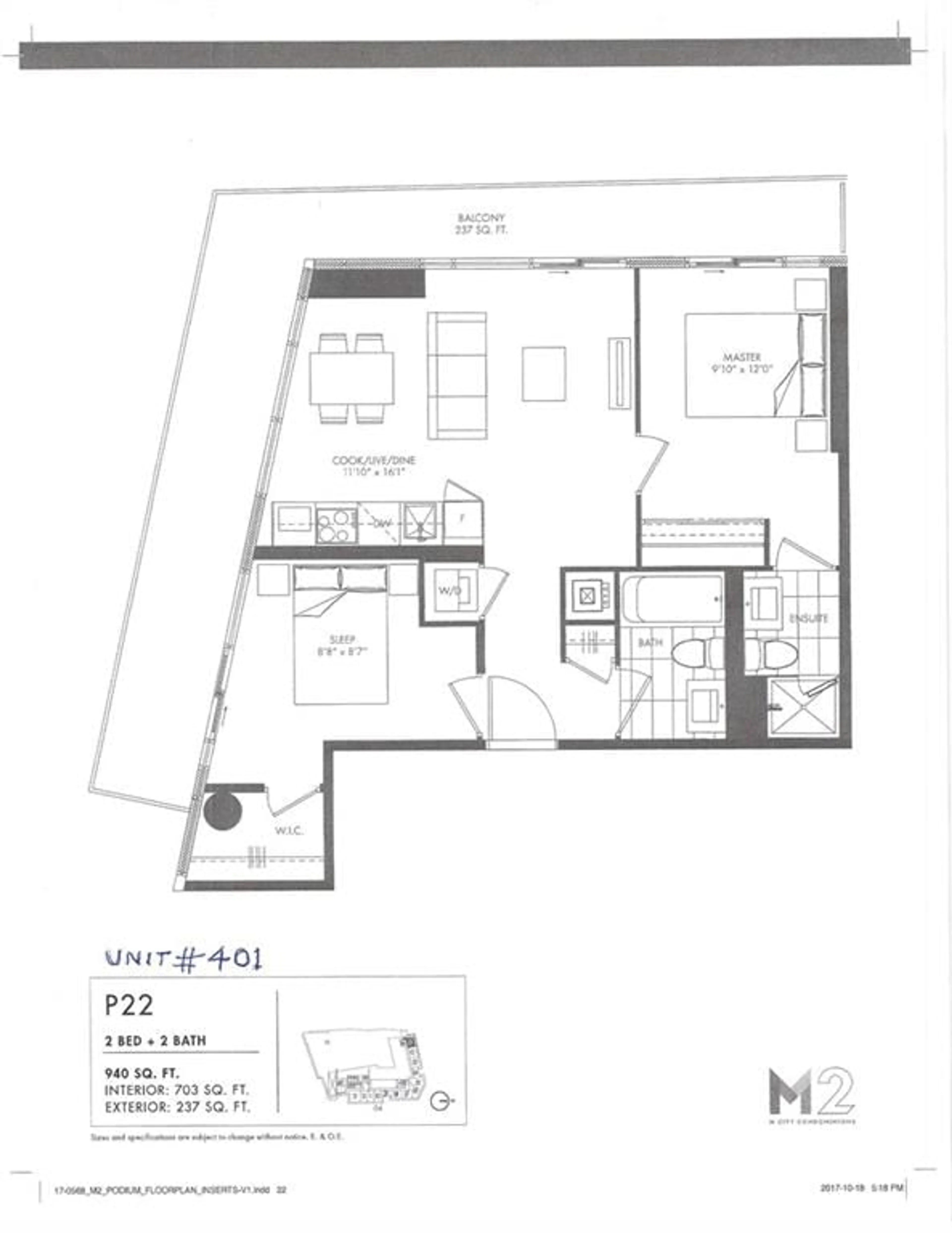 Floor plan for 3883 QUARTZ Rd #UNIT 401, Mississauga Ontario L5B 4M6
