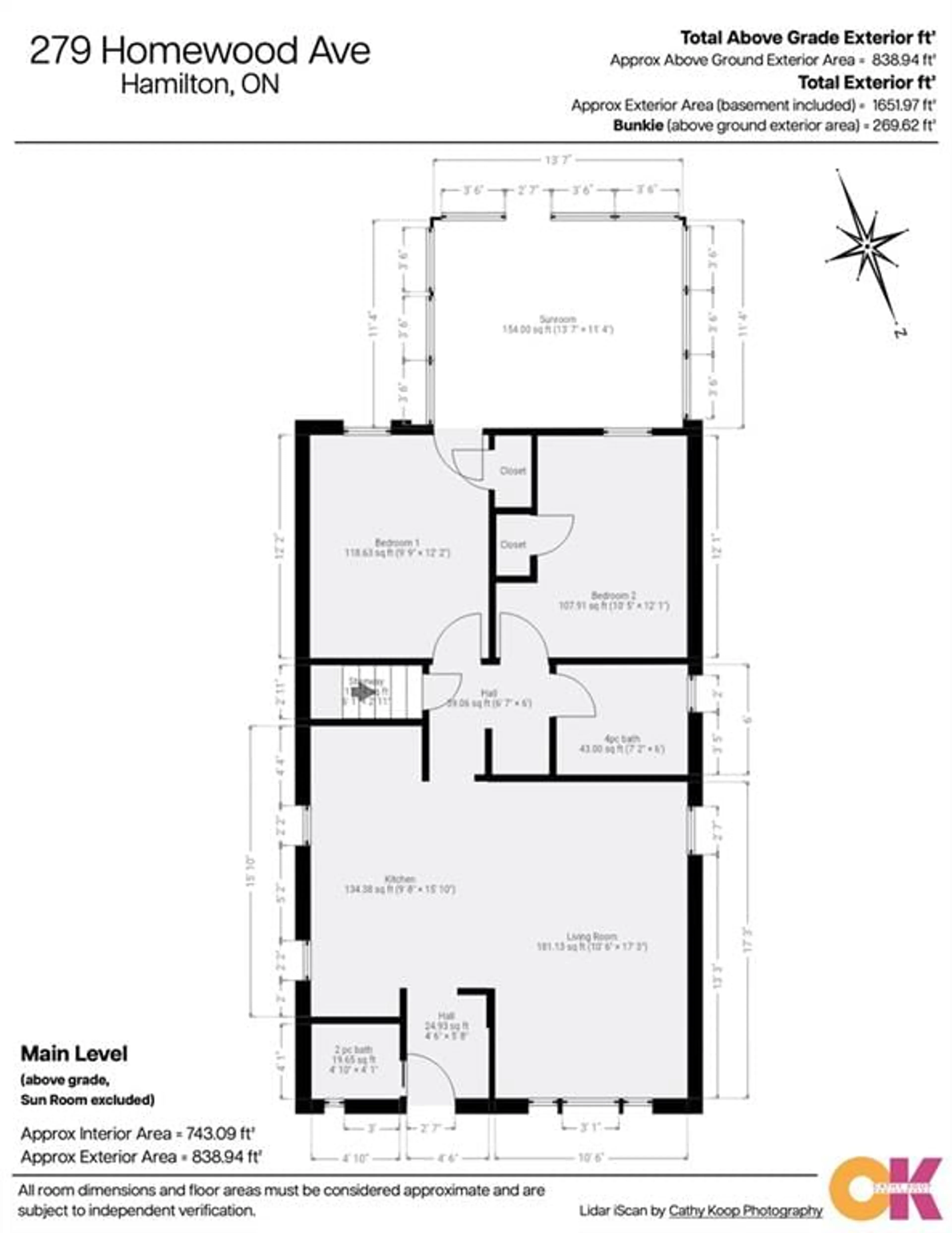 Floor plan for 279 Homewood Ave, Hamilton Ontario L8P 2M7