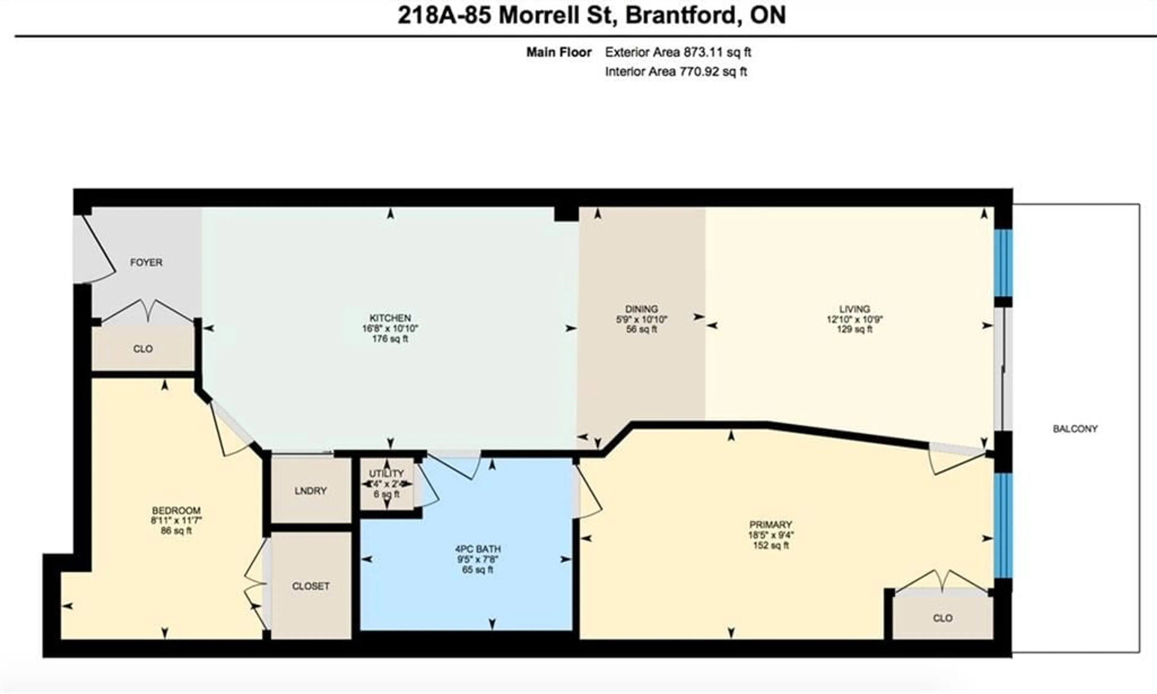 Floor plan for 85 MORRELL St #218A, Brantford Ontario N3T 4J6