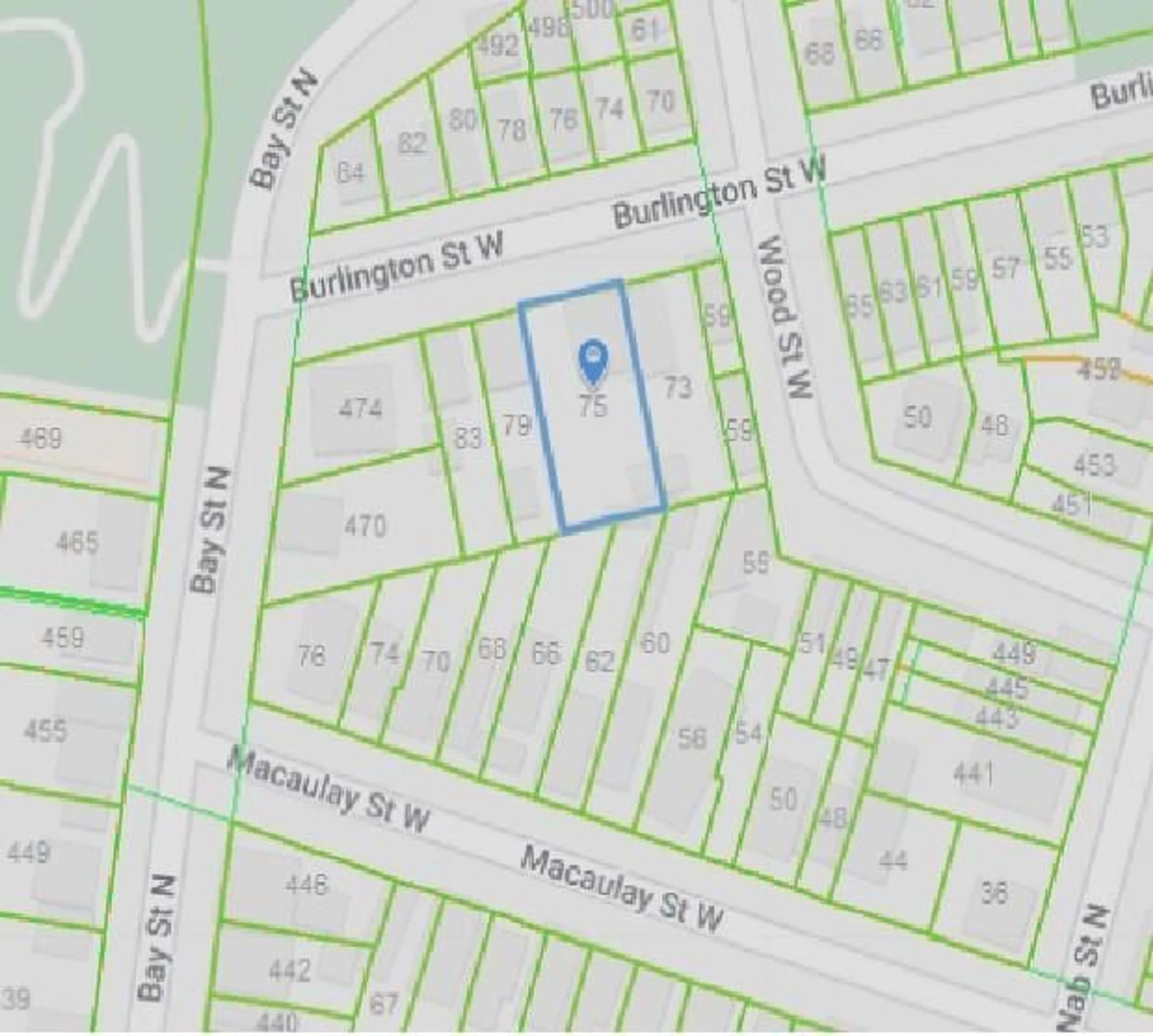 Picture of a map for 75 Burlington St, Hamilton Ontario L8L 1G9