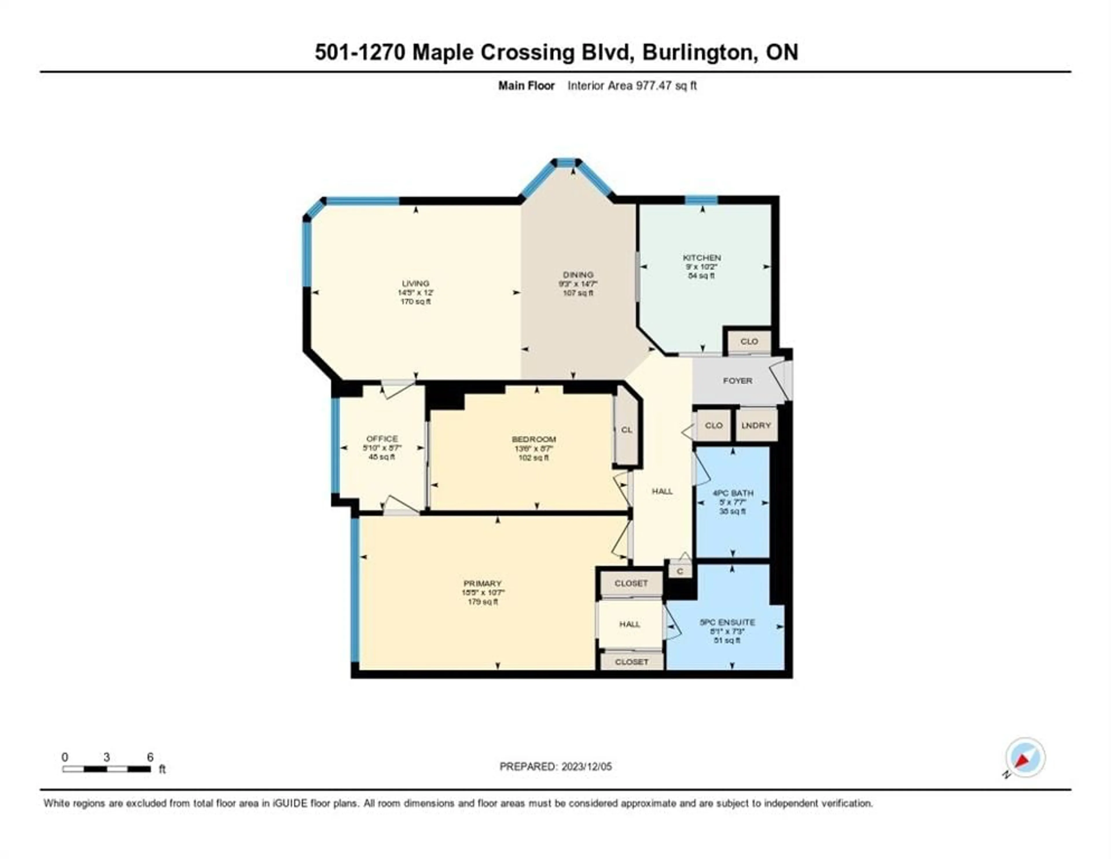 Floor plan for 1270 Maple Crossing Blvd #501, Burlington Ontario L7S 2J3