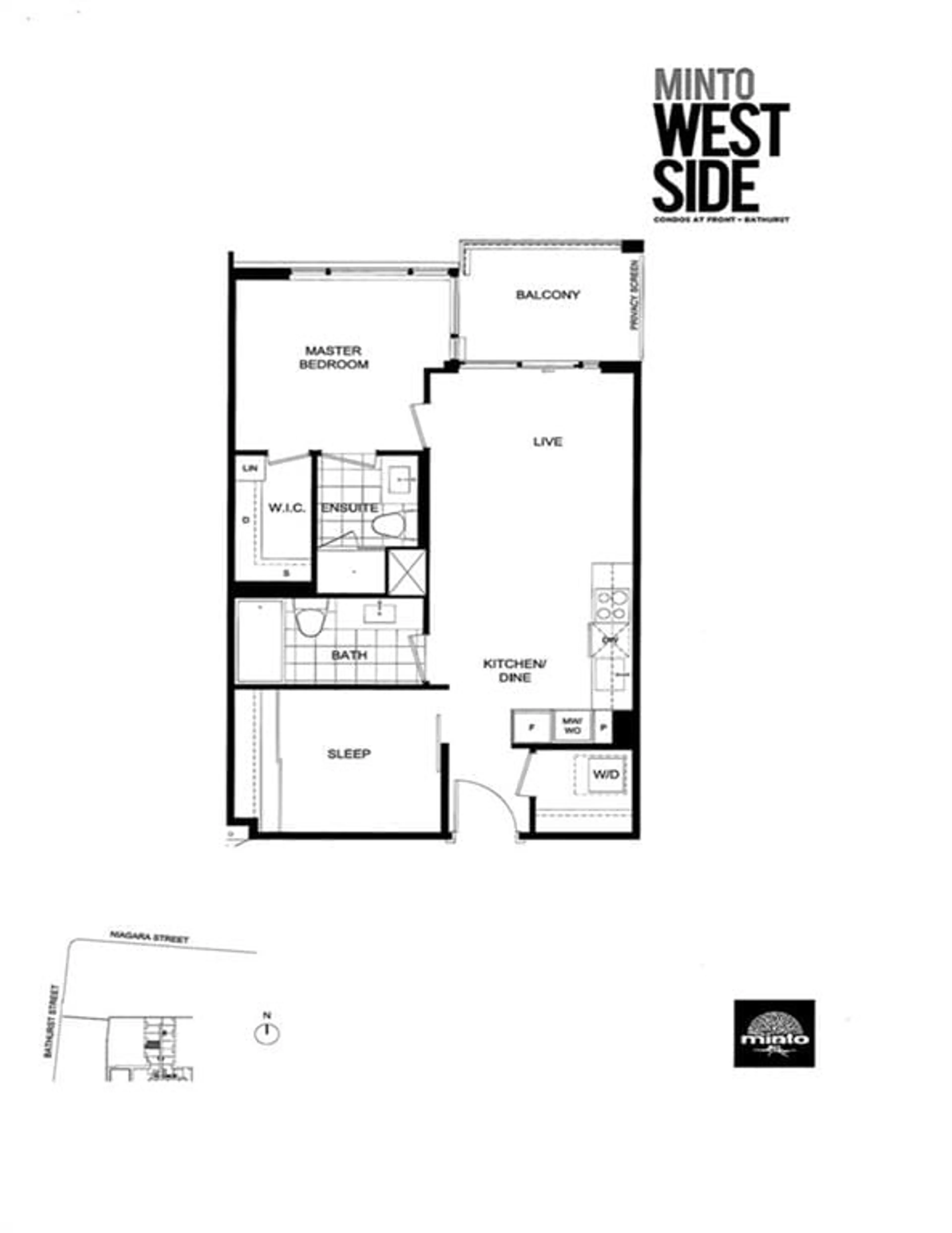 Floor plan for 576 FRONT St #911E, Toronto Ontario M5V 0P8