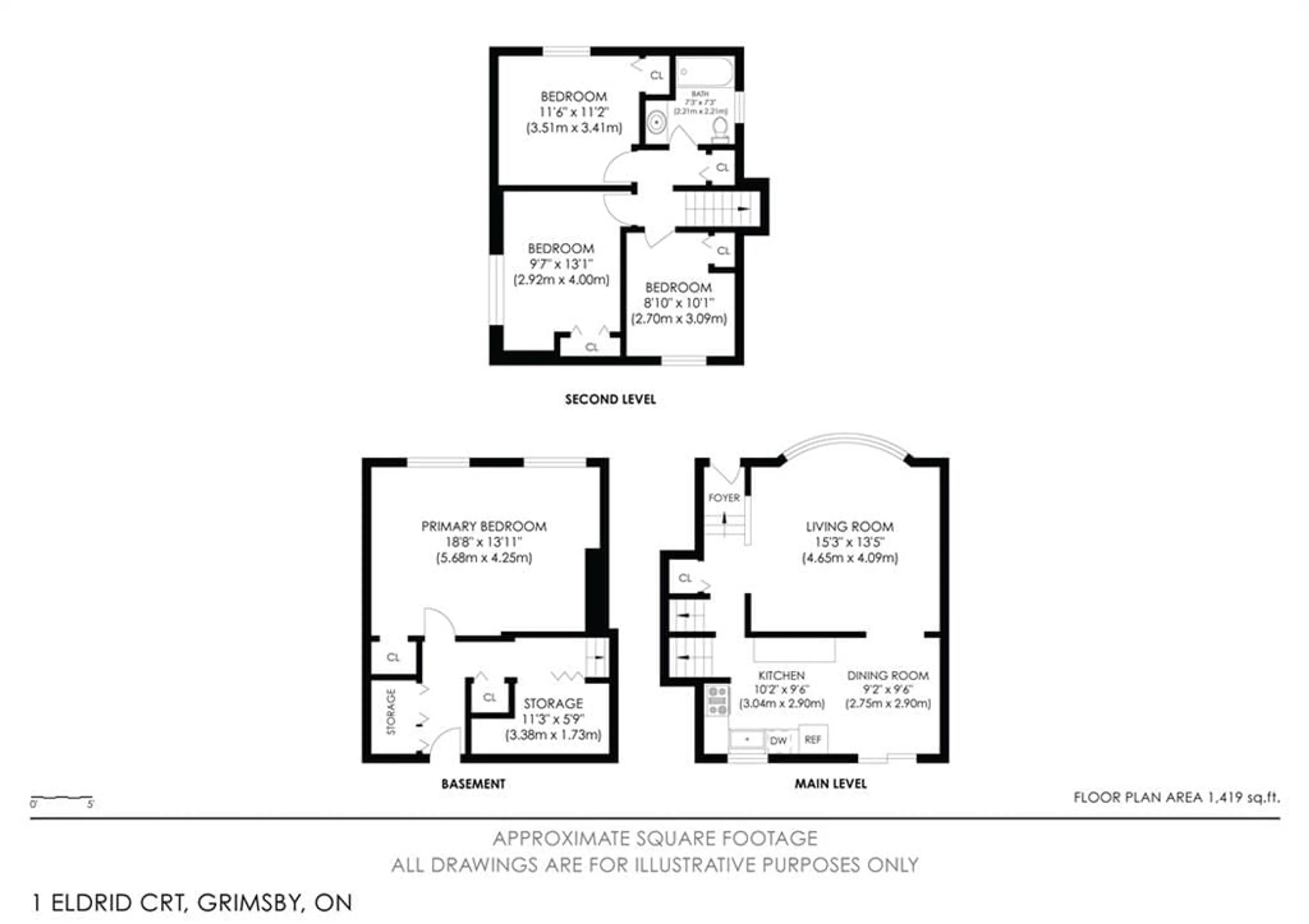 Floor plan for 1 Eldrid Crt, Grimsby Ontario L3M 1Z1