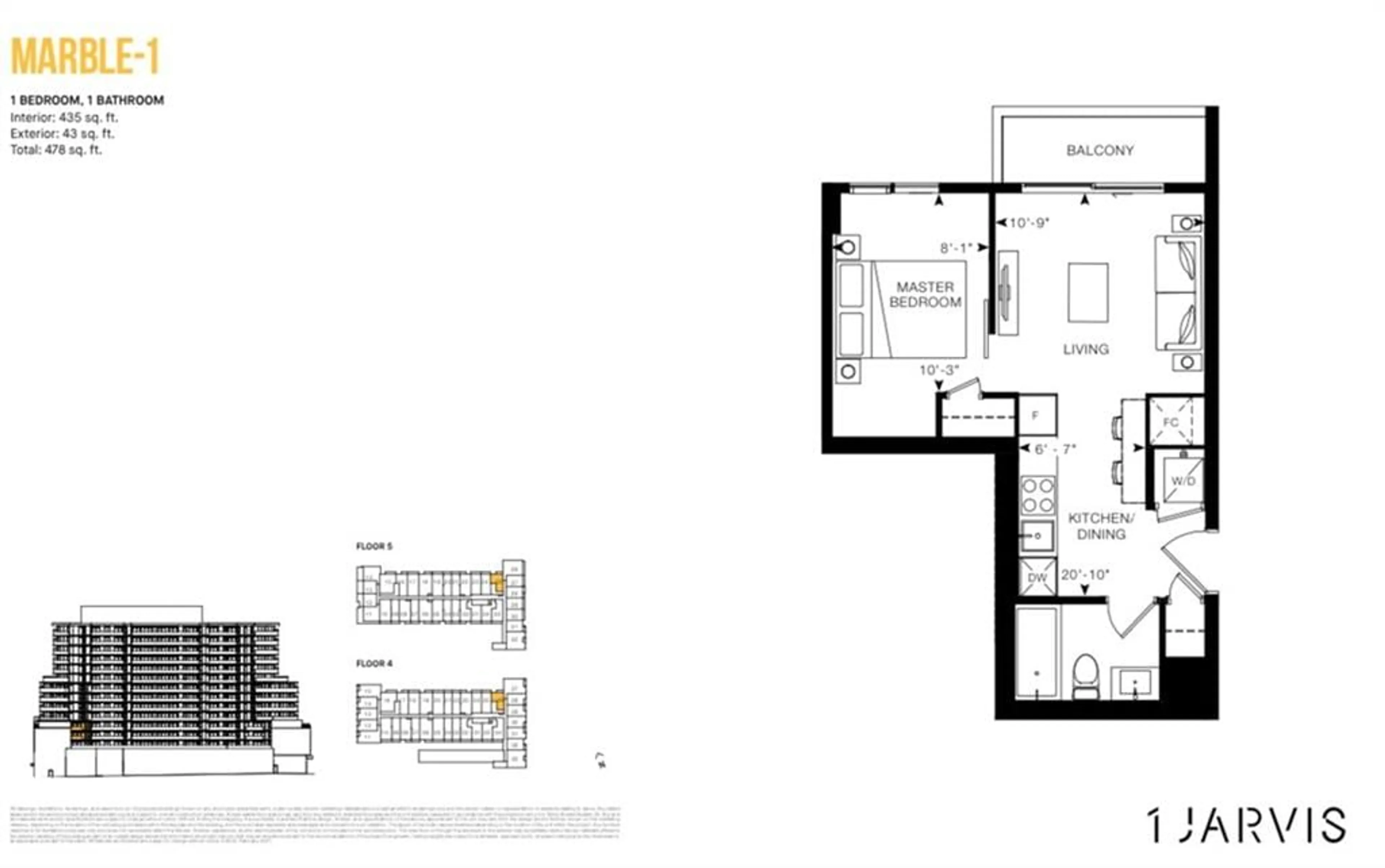 Floor plan for 1 Jarvis St #525, Hamilton Ontario L8R 3J2