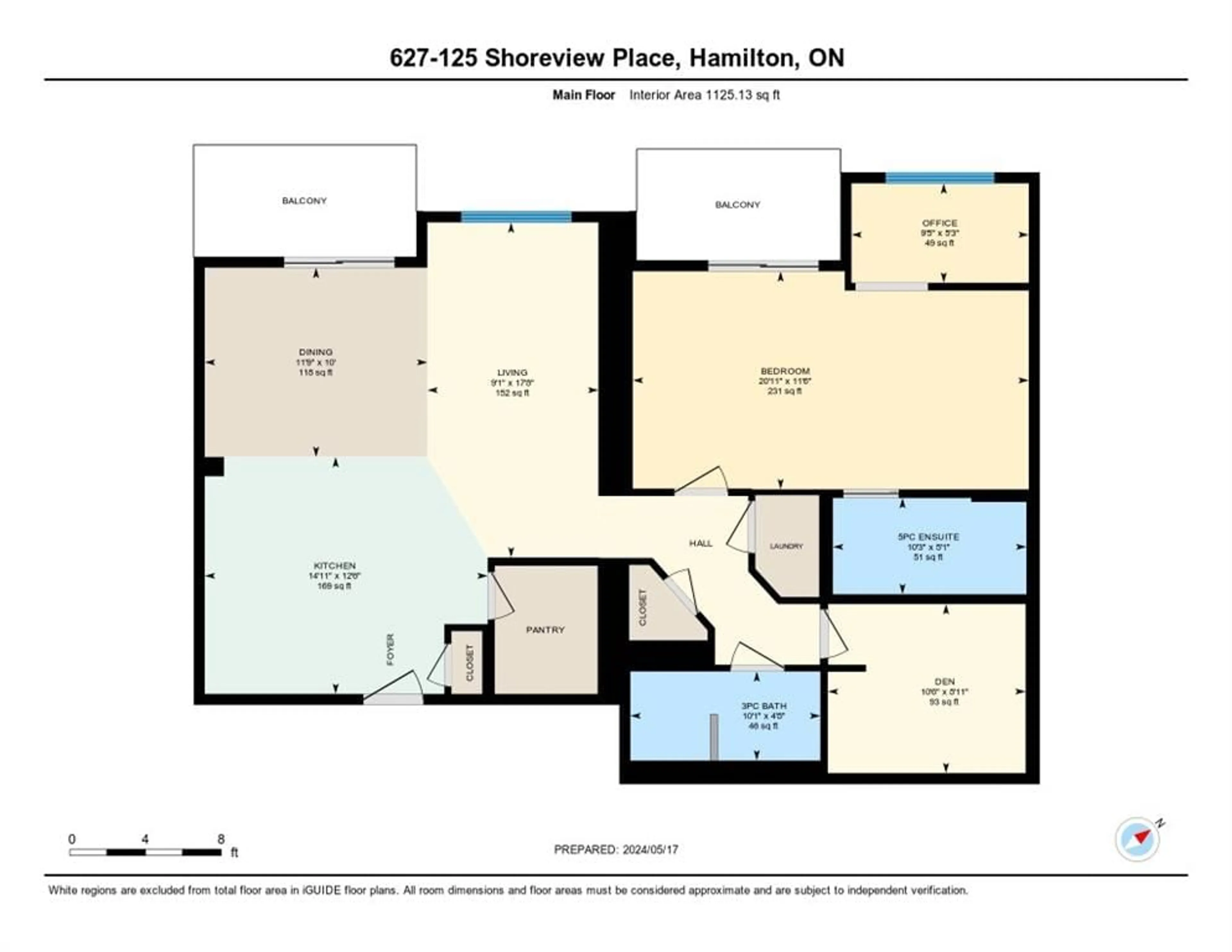 Floor plan for 125 SHOREVIEW Pl #627, Stoney Creek Ontario L8E 0K3