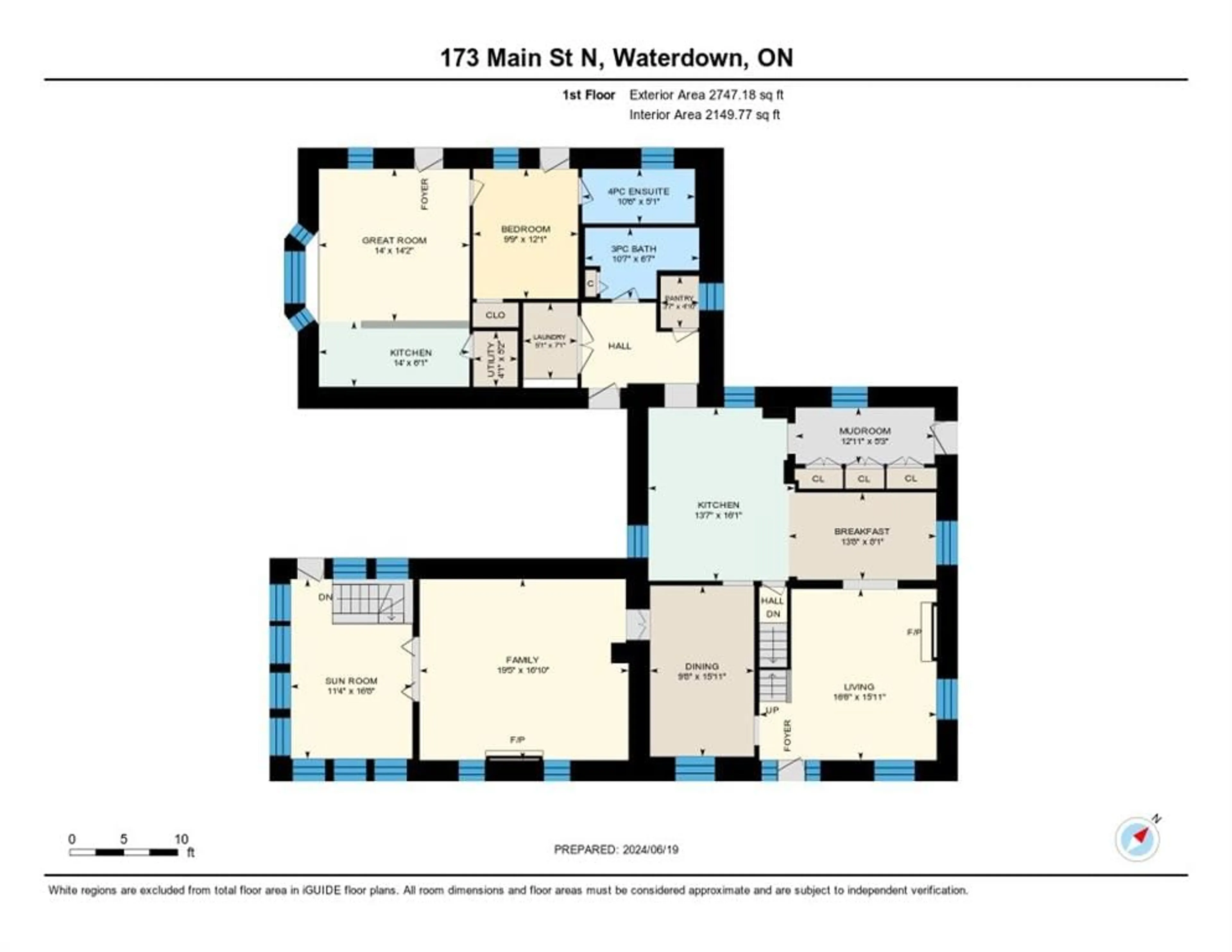 Floor plan for 173 Main St, Waterdown Ontario L0R 2H0