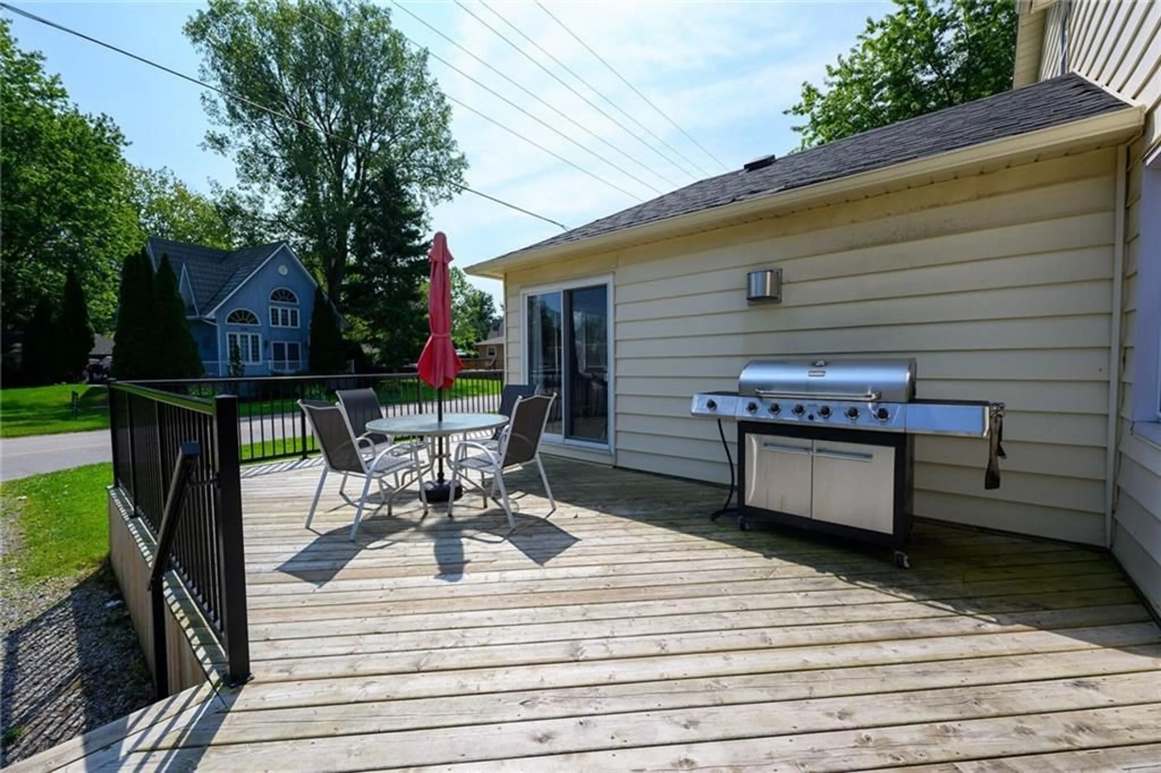 Patio, the fenced backyard for 241 CEDAR Dr, Turkey Point Ontario N0E 1T0