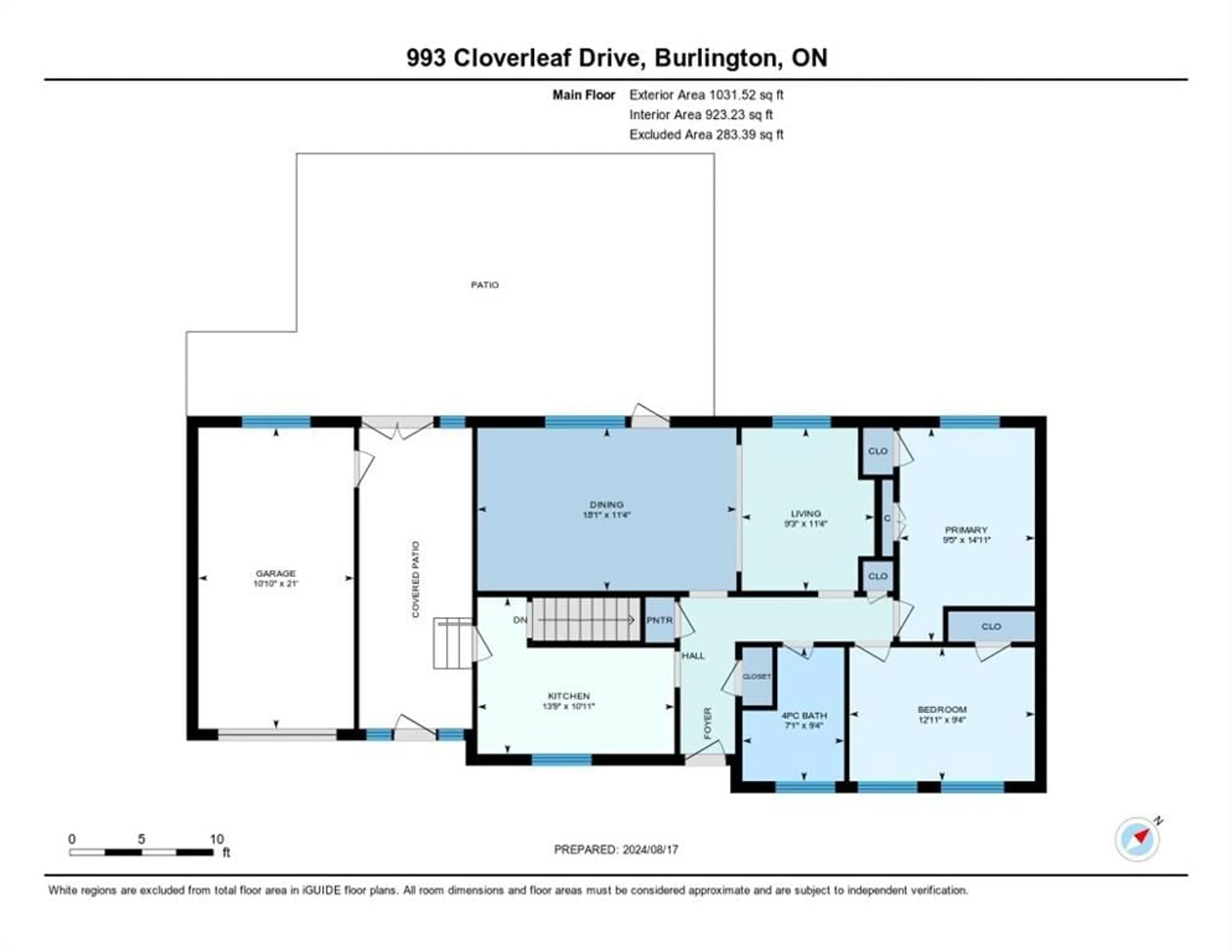 Floor plan for 993 CLOVERLEAF Dr, Burlington Ontario L7T 3Y8