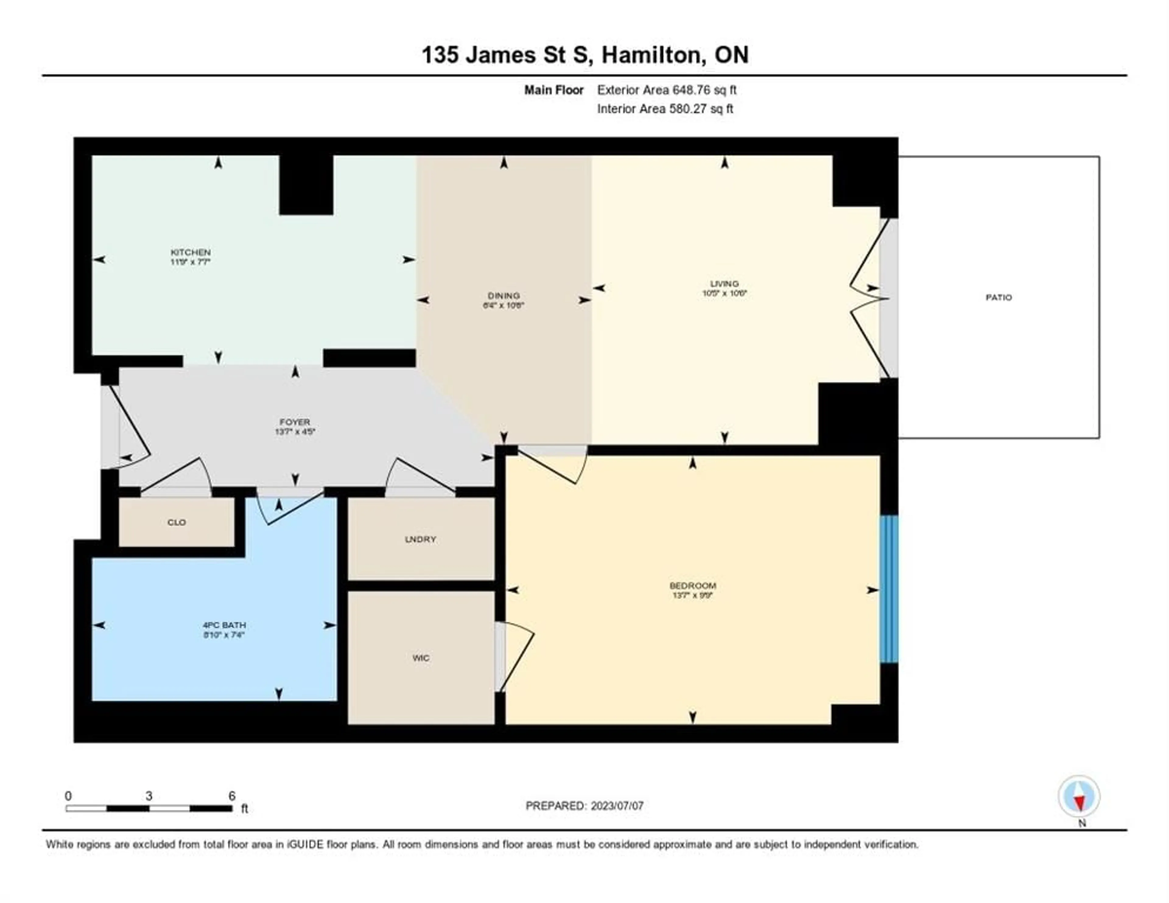 Floor plan for 135 JAMES St #107, Hamilton Ontario L8P 2Z6