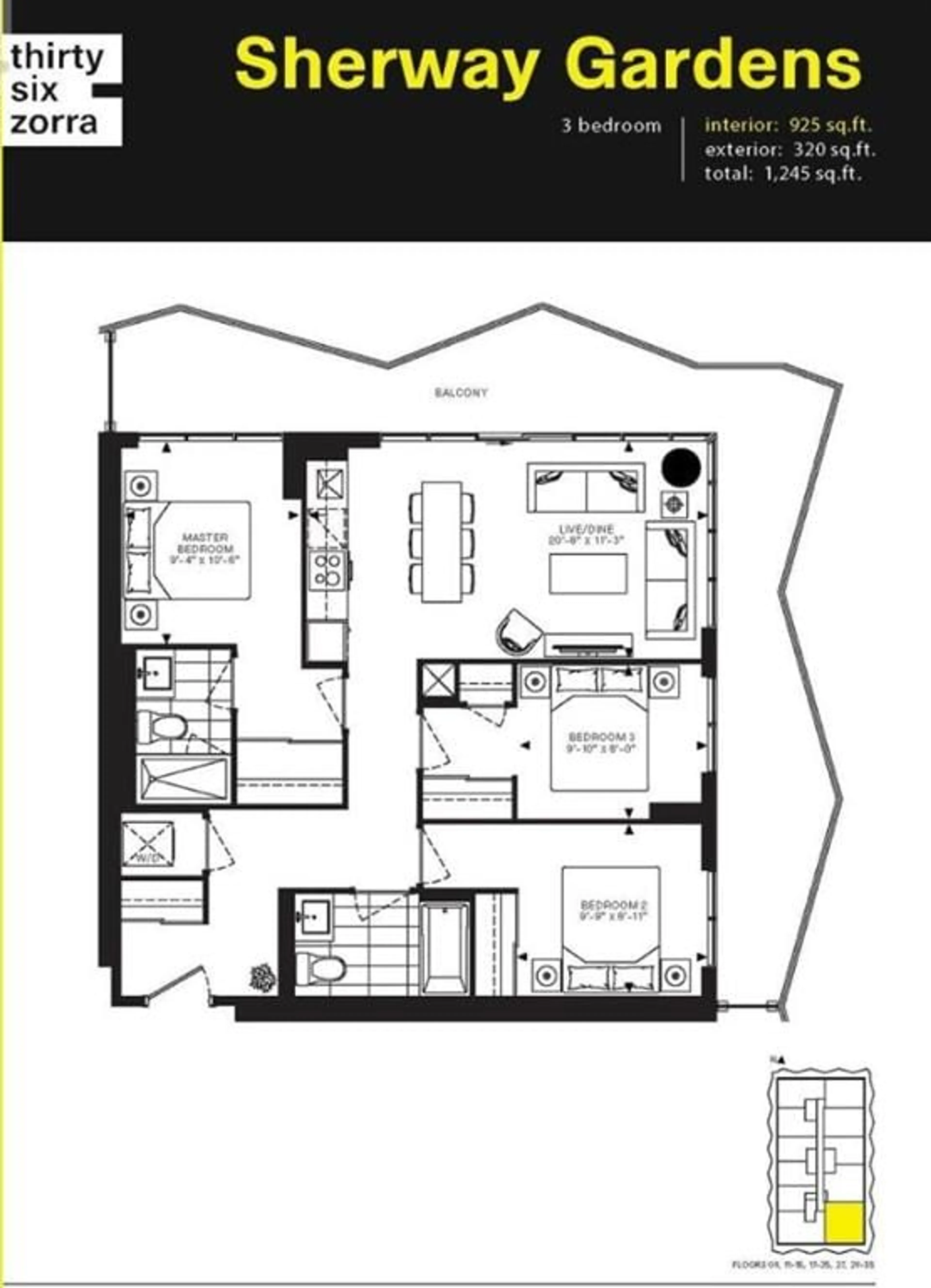 Floor plan for 36 ZORRA St #1808, Toronto Ontario M8Z 0G5