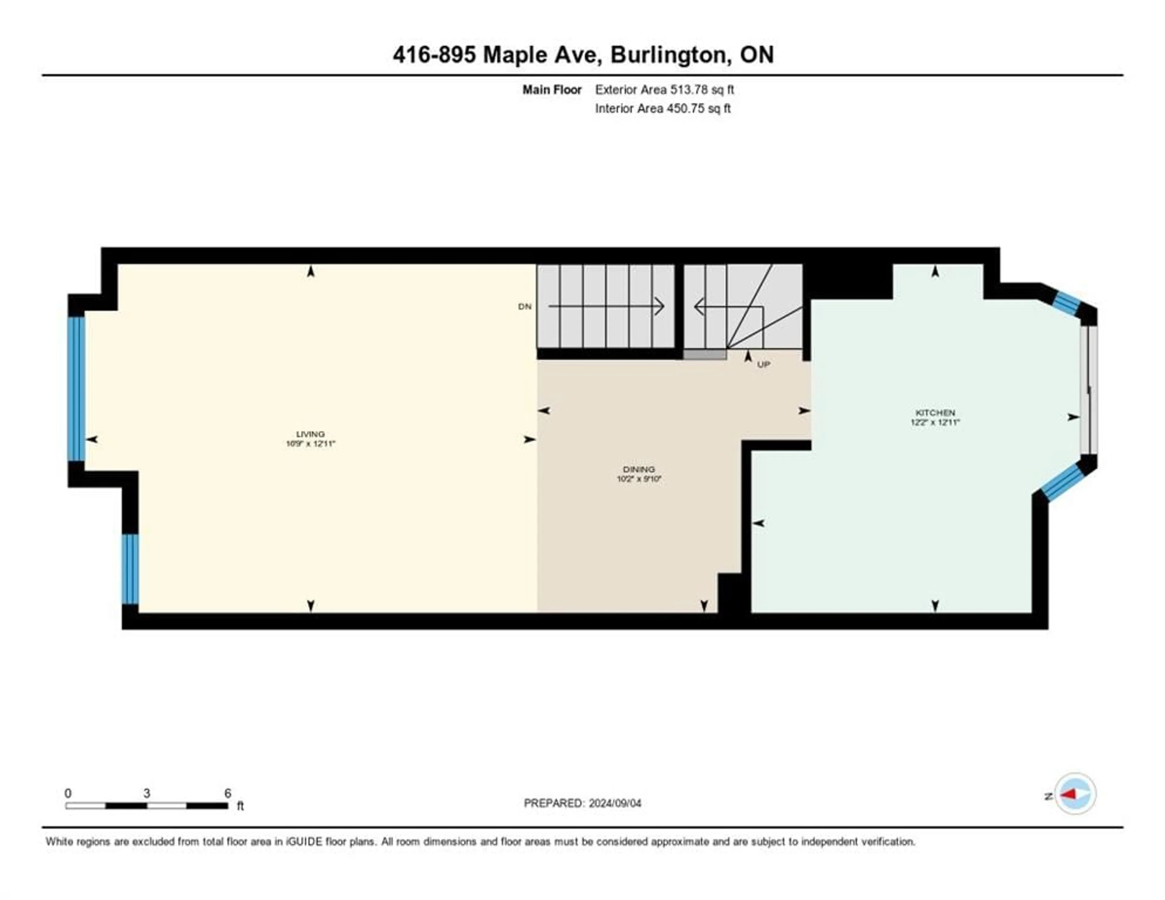 Floor plan for 895 MAPLE Ave #416, Burlington Ontario L7S 2H7