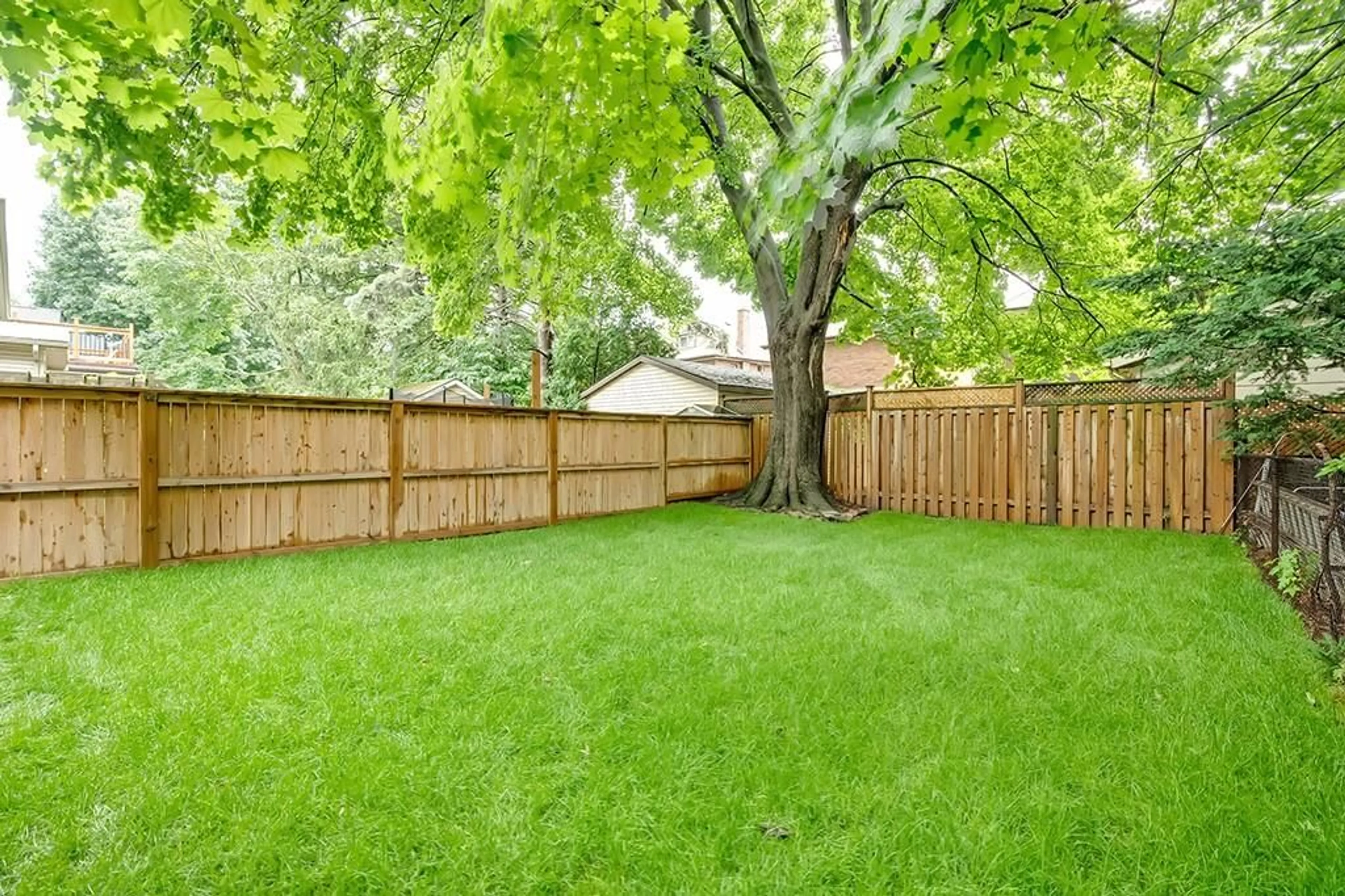 Patio, the fenced backyard for 94 DROMORE Cres, Hamilton Ontario L8S 4B2