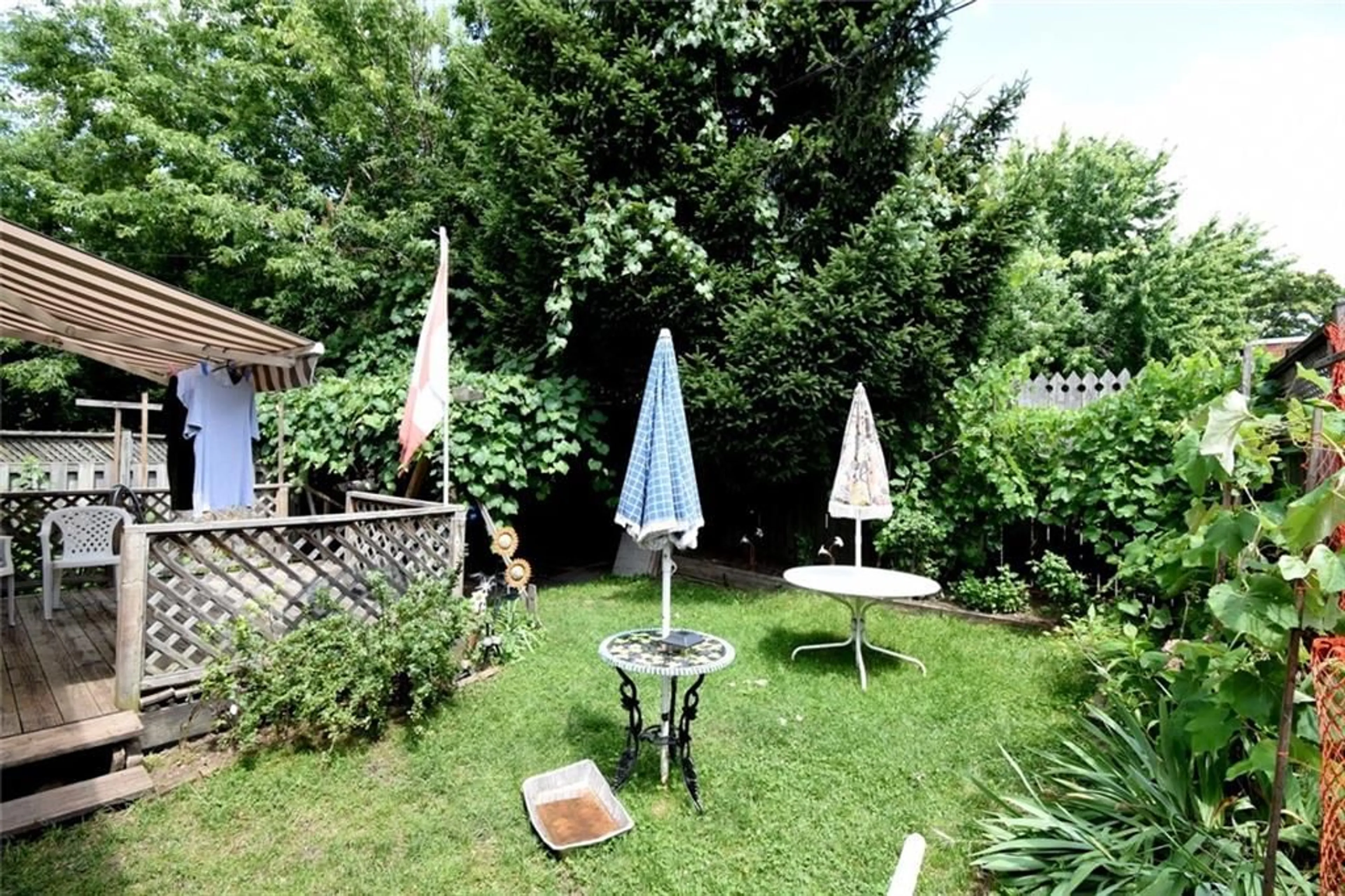 Patio, the fenced backyard for 168 MacNab St, Hamilton Ontario L8R 2M4