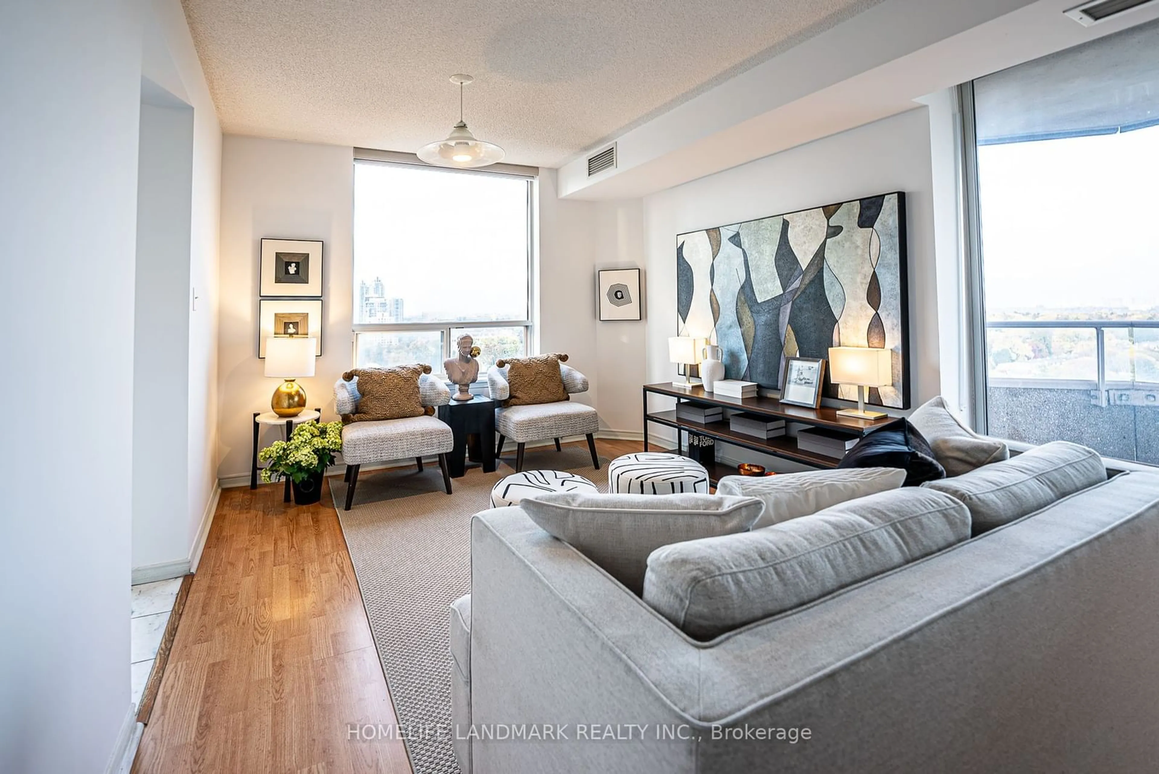 Living room, wood floors for 35 Empress Ave #1902, Toronto Ontario M2N 6T3