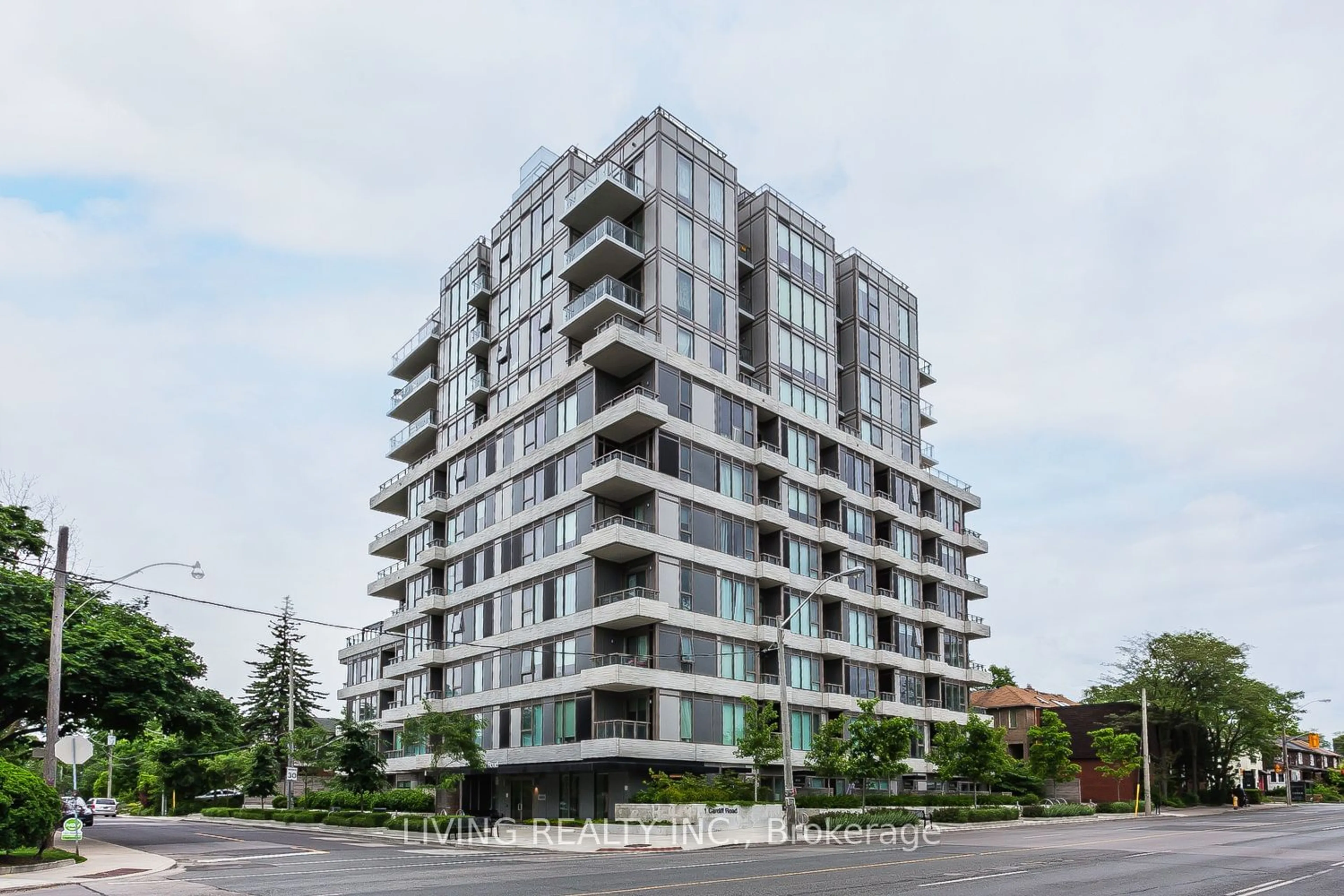 A pic from exterior of the house or condo, the front or back of building for 1 Cardiff Rd #413, Toronto Ontario M4P 0G2