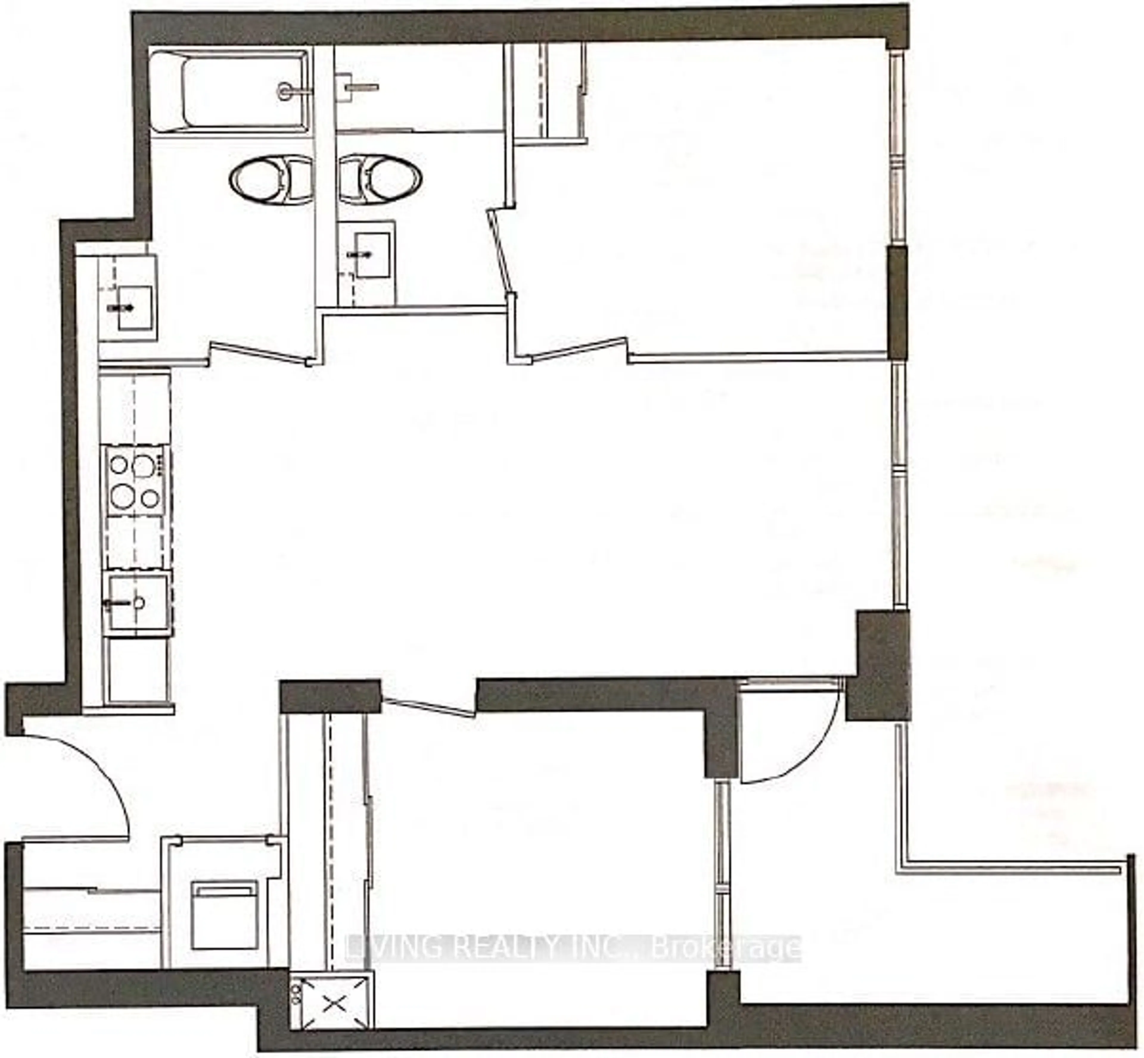 Floor plan for 1 Cardiff Rd #413, Toronto Ontario M4P 0G2