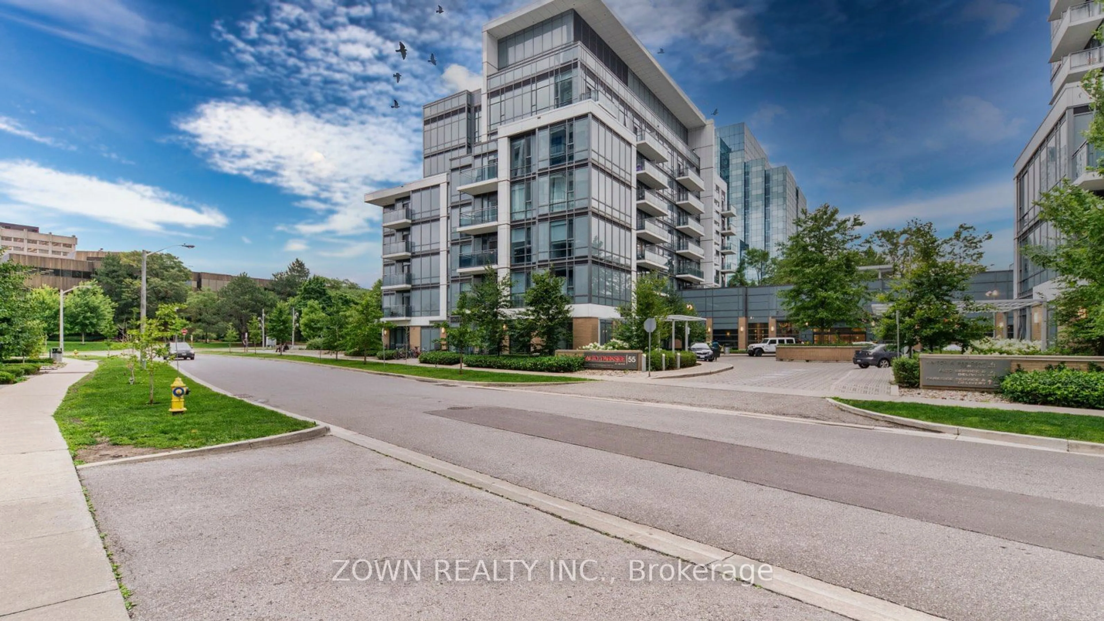 A pic from exterior of the house or condo, the street view for 55 Ann O'reilly Rd #124, Toronto Ontario M2J 0E1