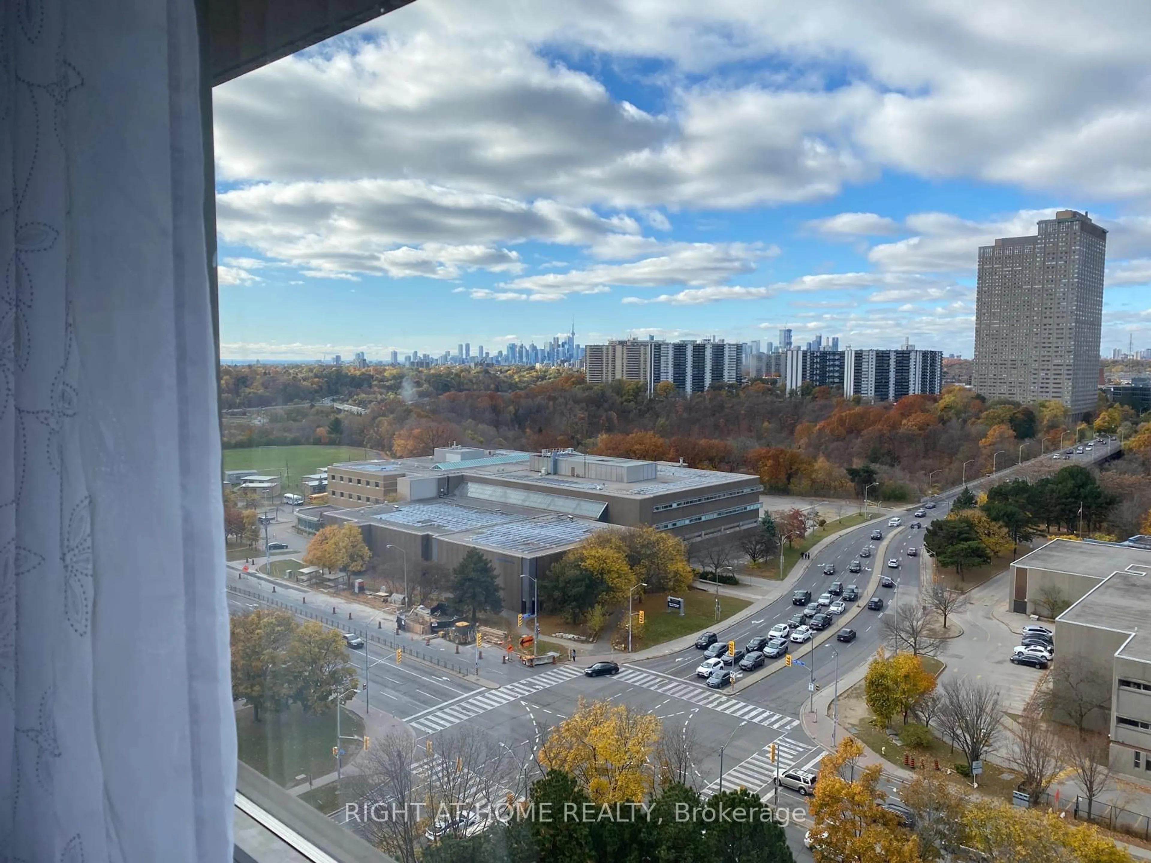 A pic from exterior of the house or condo, the view of city buildings for 715 Don Mills Rd #1608, Toronto Ontario M3C 1S5