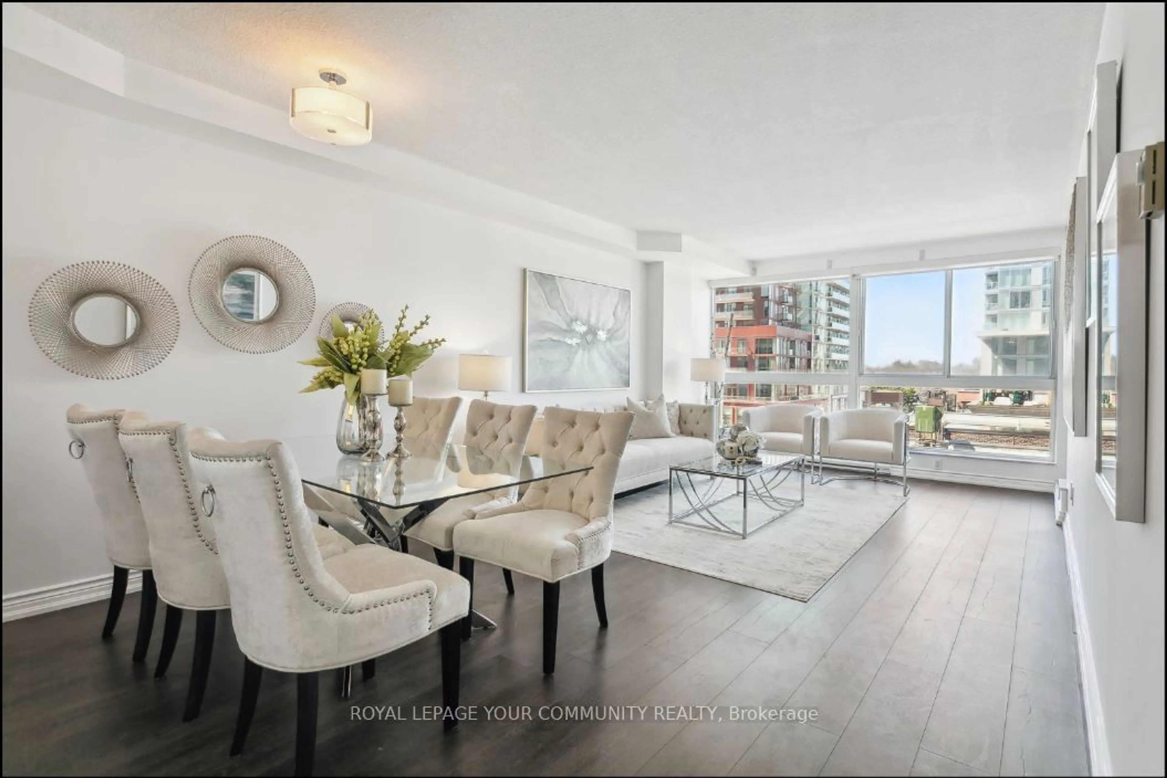 Living room, wood floors for 7 Broadway Ave #605, Toronto Ontario M4P 3C5