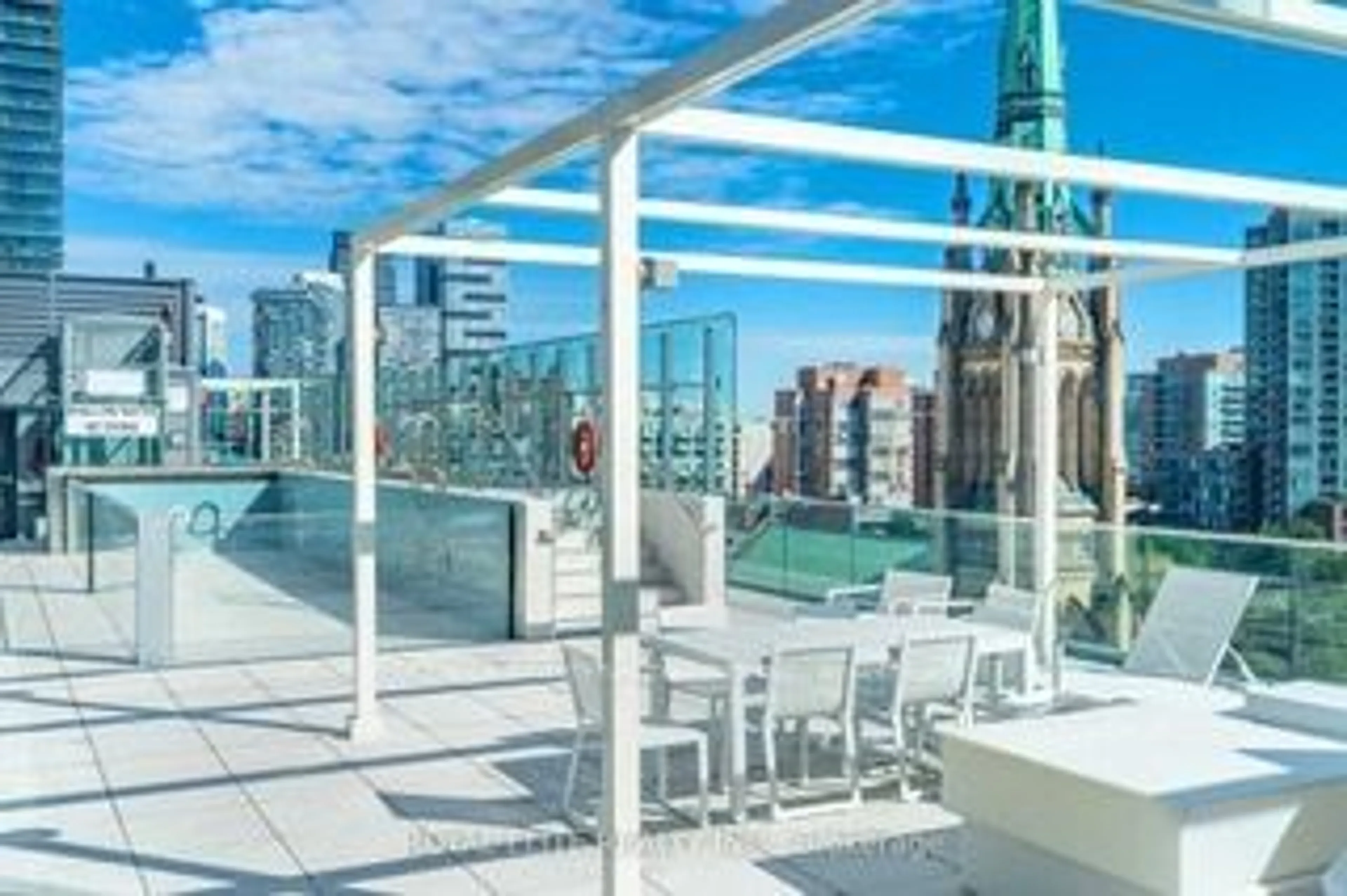 Patio, the view of city buildings for 60 Colborne St #1608, Toronto Ontario M5E 1E3