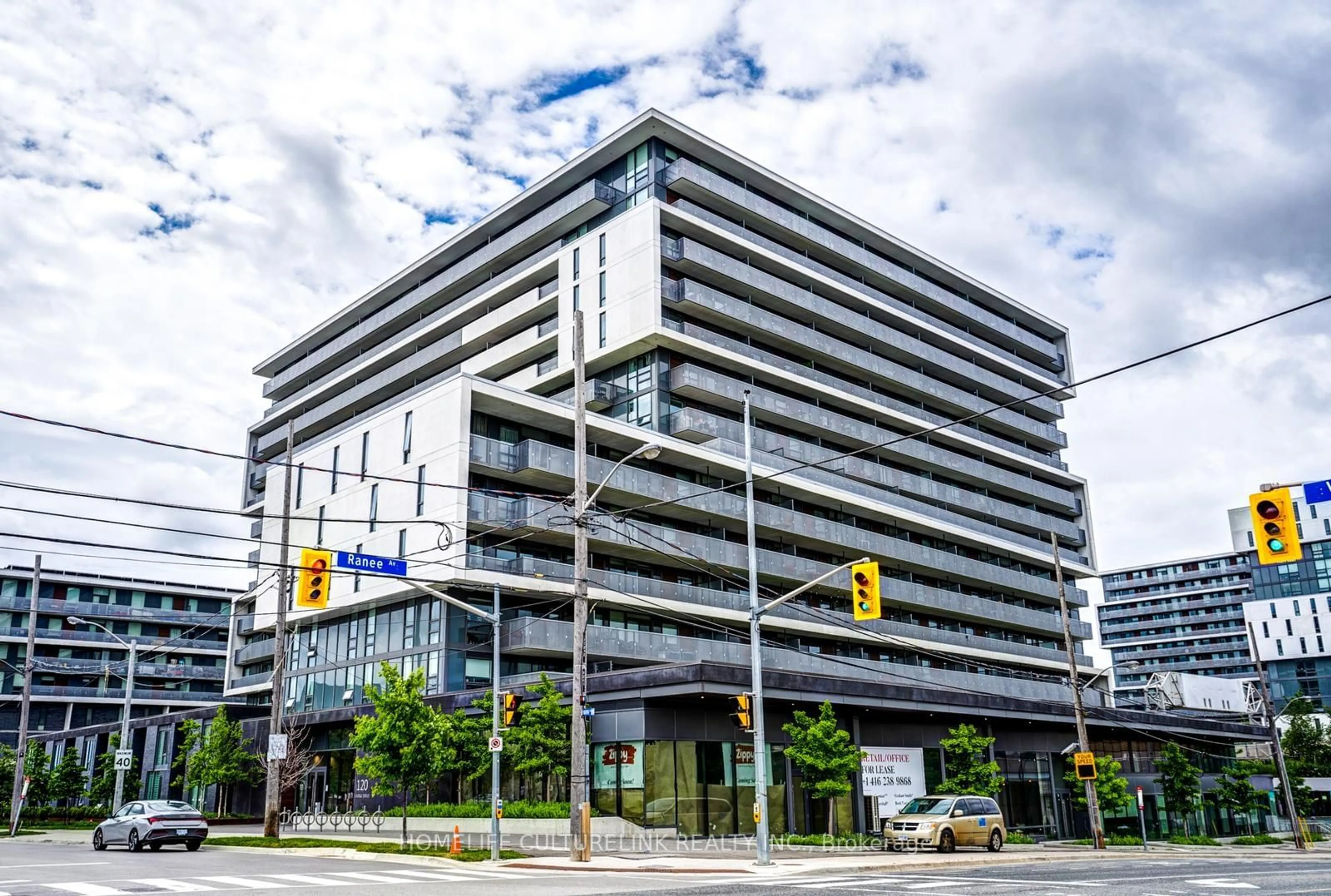 A pic from exterior of the house or condo, the front or back of building for 120 Varna Dr #1220, Toronto Ontario M6A 0B3