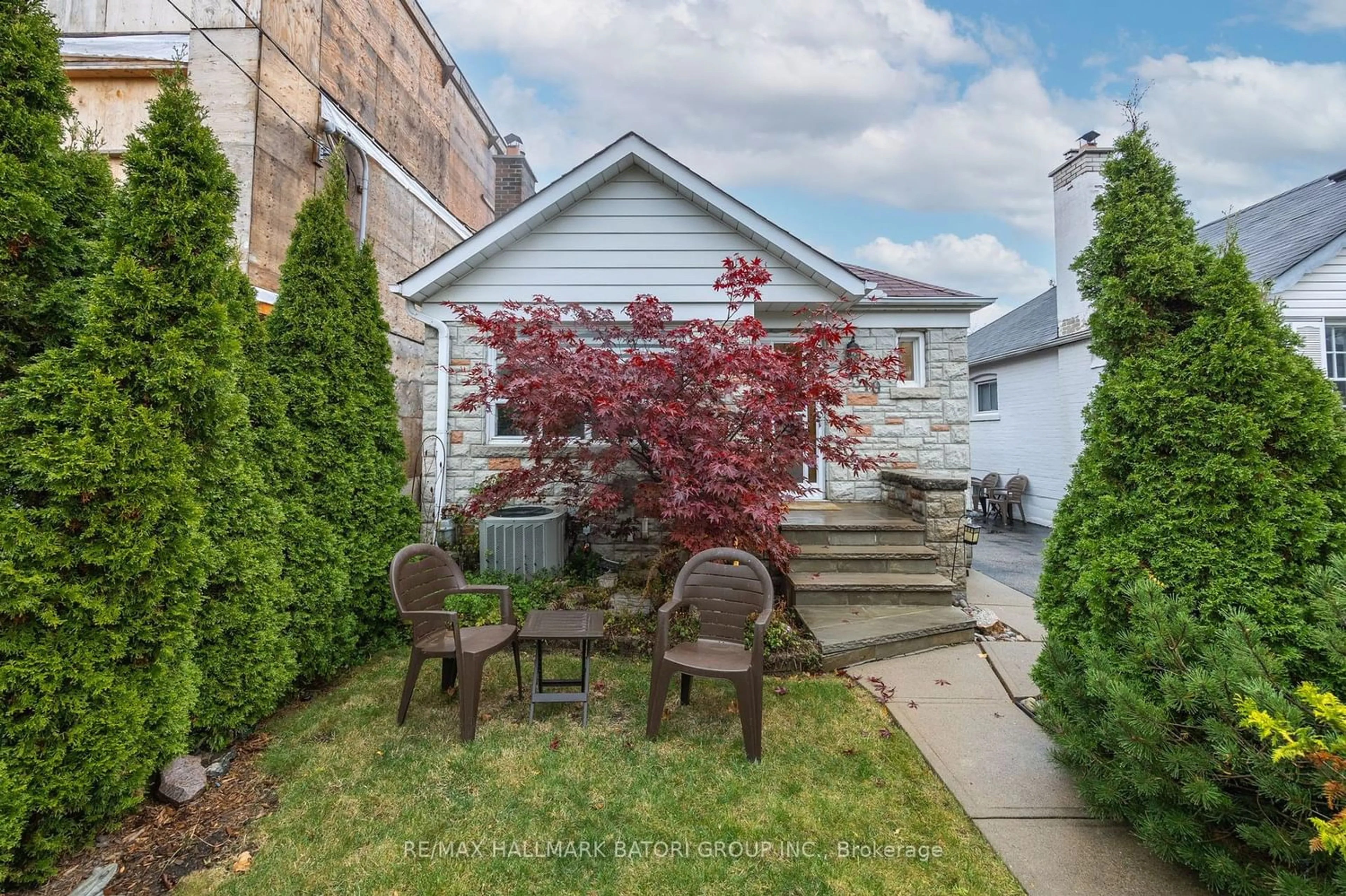 Patio, the fenced backyard for 319 Laird Dr, Toronto Ontario M4G 3X7