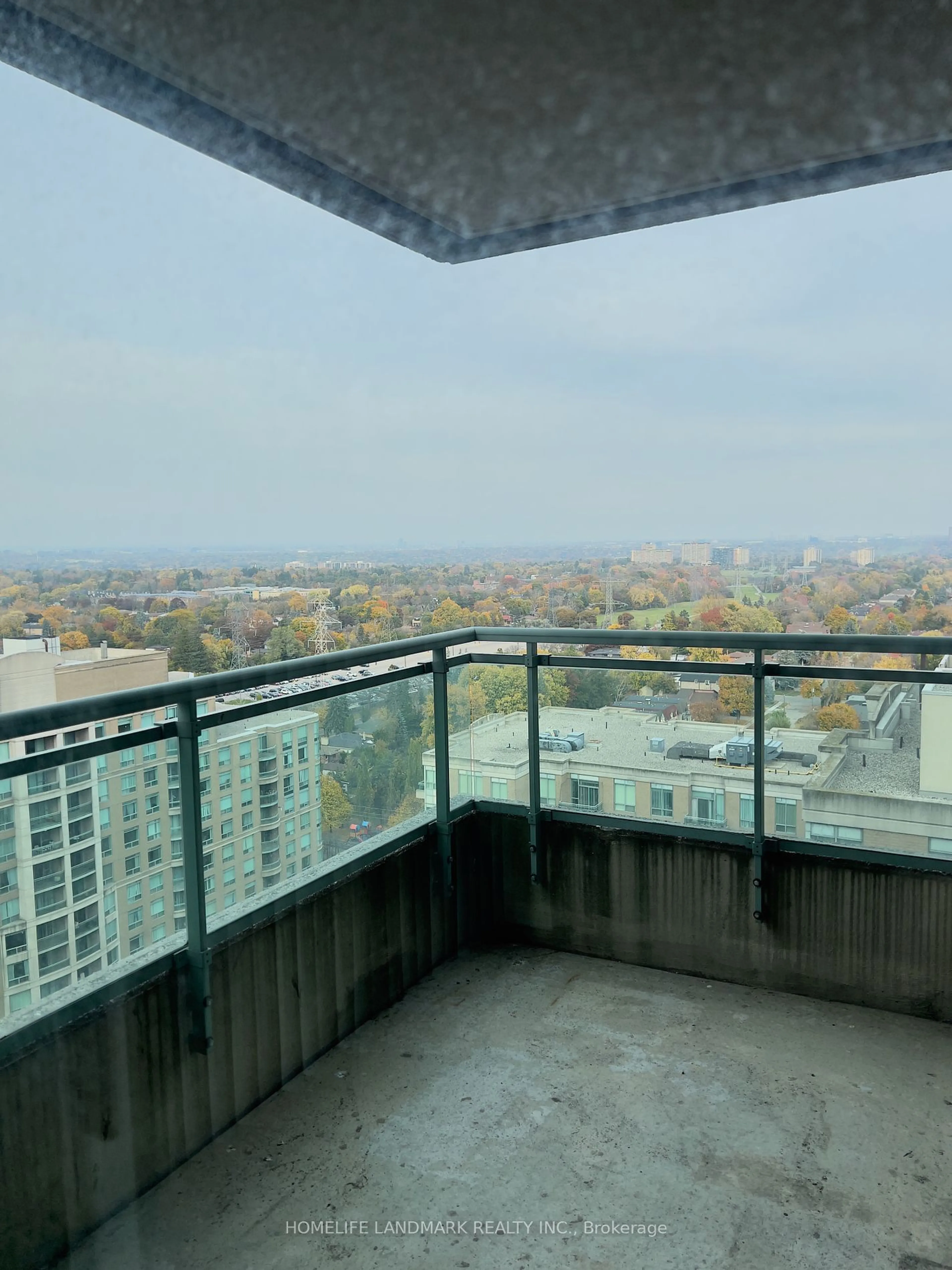 Balcony in the apartment, the view of city buildings for 3 Pemberton Ave #2106, Toronto Ontario M2M 4M1