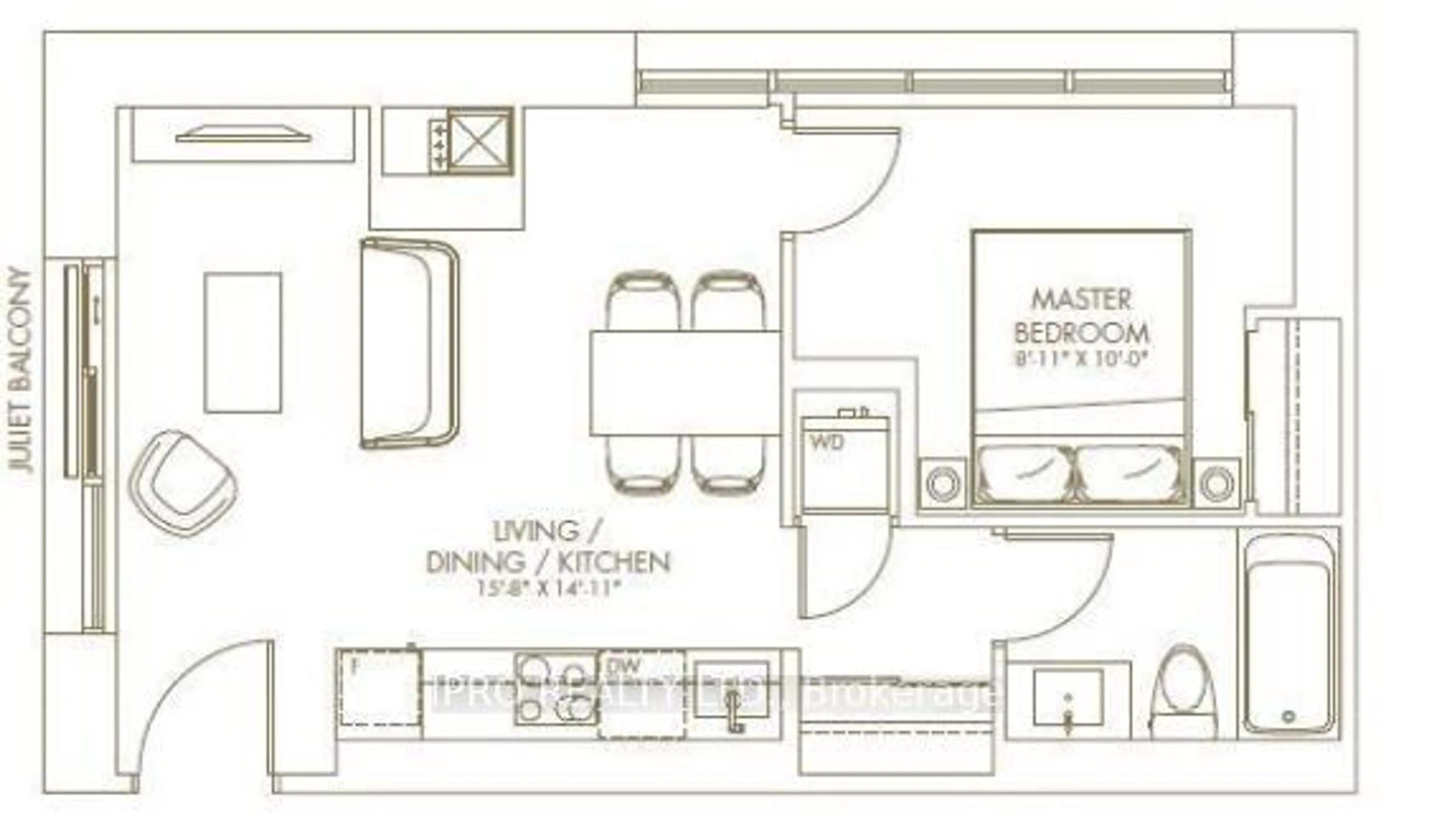 Floor plan for 501 Adelaide St #909, Toronto Ontario M5V 0R3