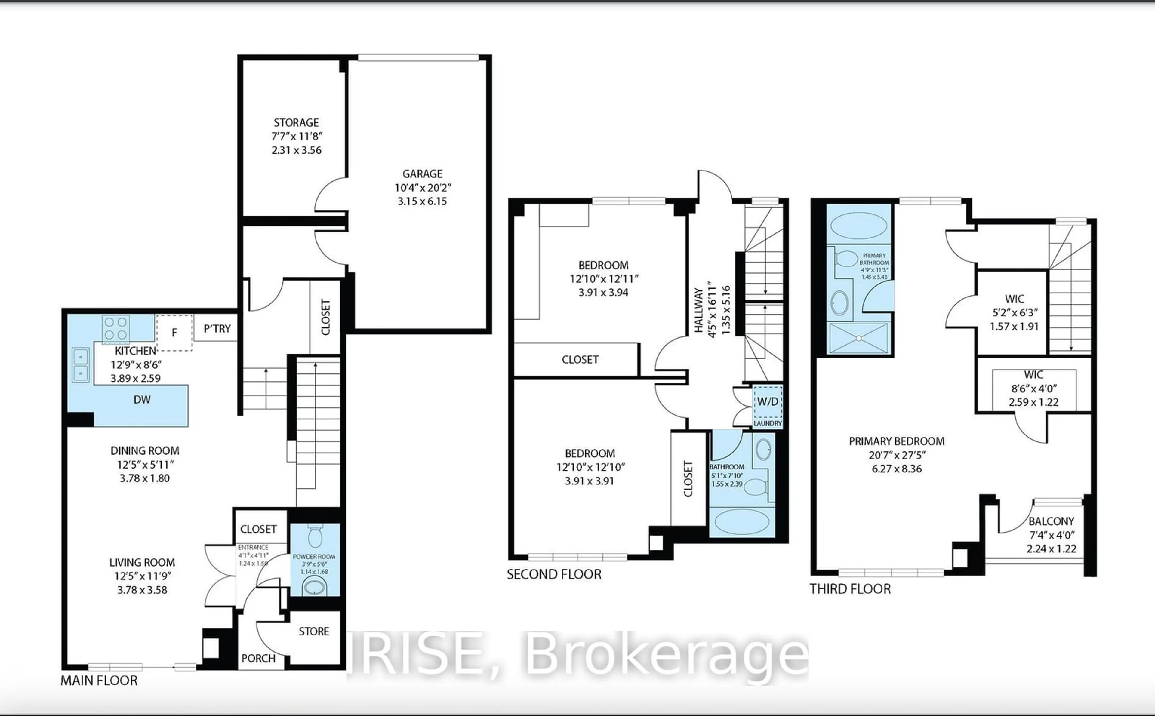 Floor plan for 89 Sloping Sky Mews #Th 3, Toronto Ontario M5V 1P4