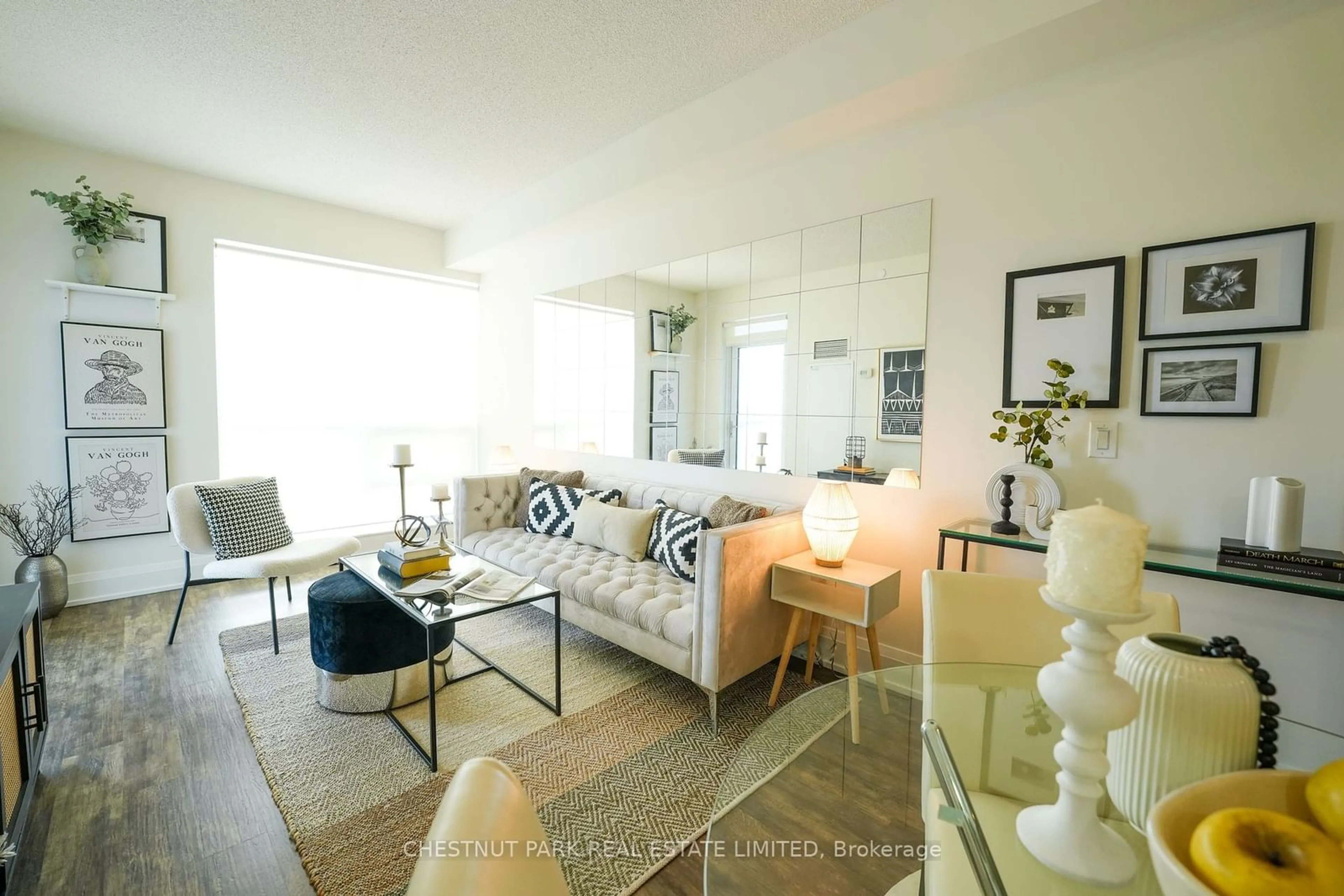 Living room, wood floors for 120 Harrison Garden Blvd #1305, Toronto Ontario M2N 0H1