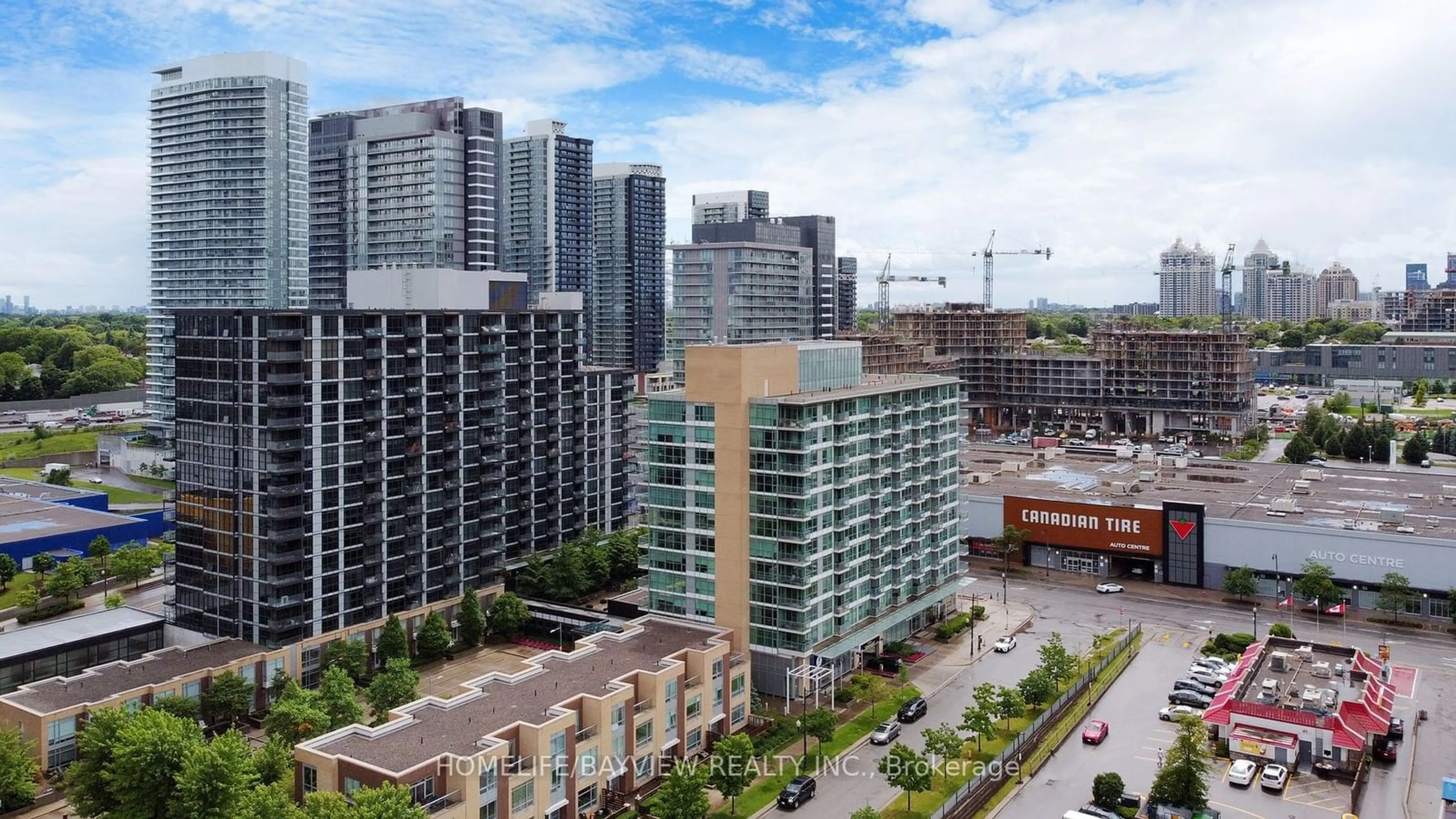 A pic from exterior of the house or condo, the view of city buildings for 19 Singer Crt #1801B, Toronto Ontario M2K 0B2