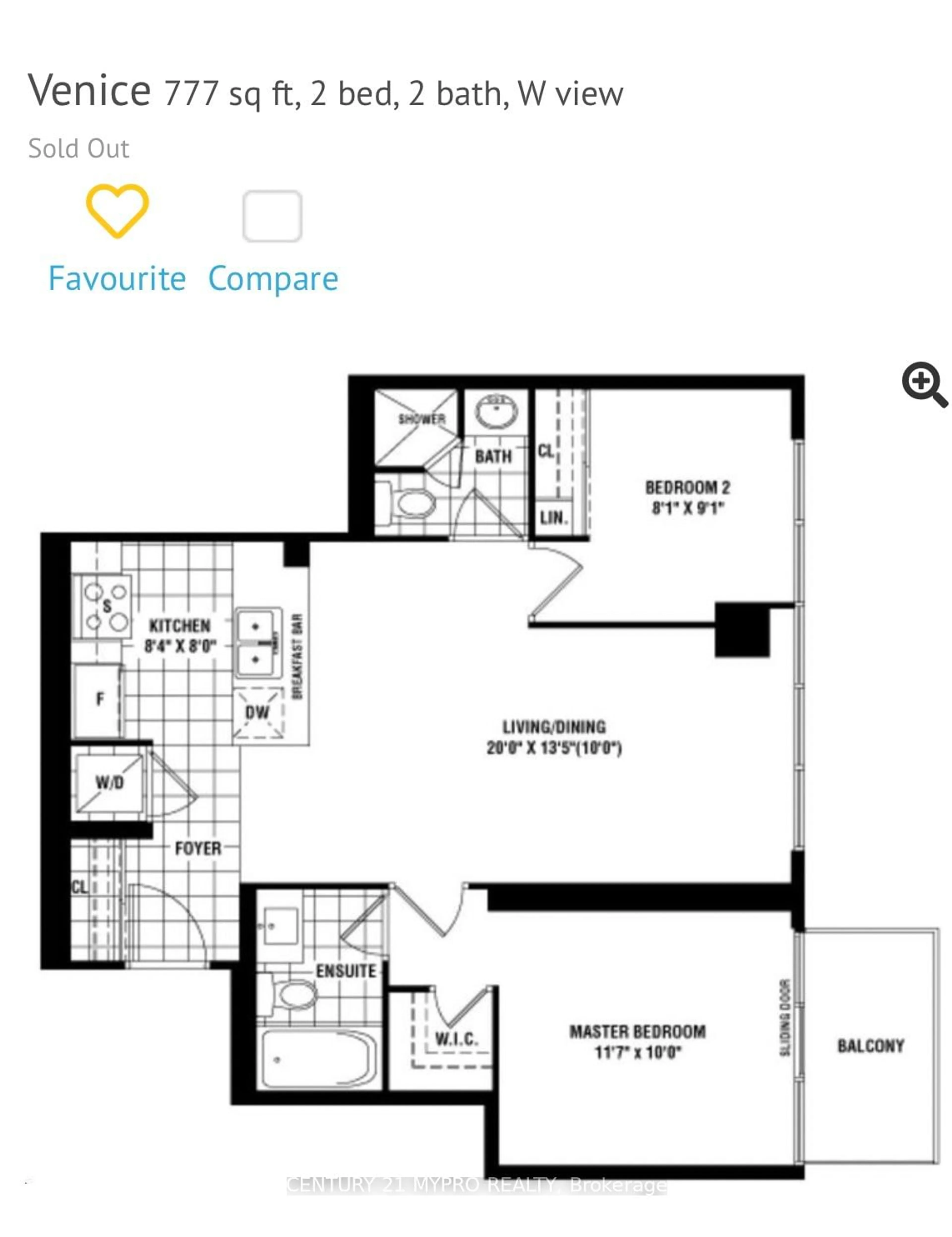 Floor plan for 825 Church St #3101, Toronto Ontario M4W 3Z4