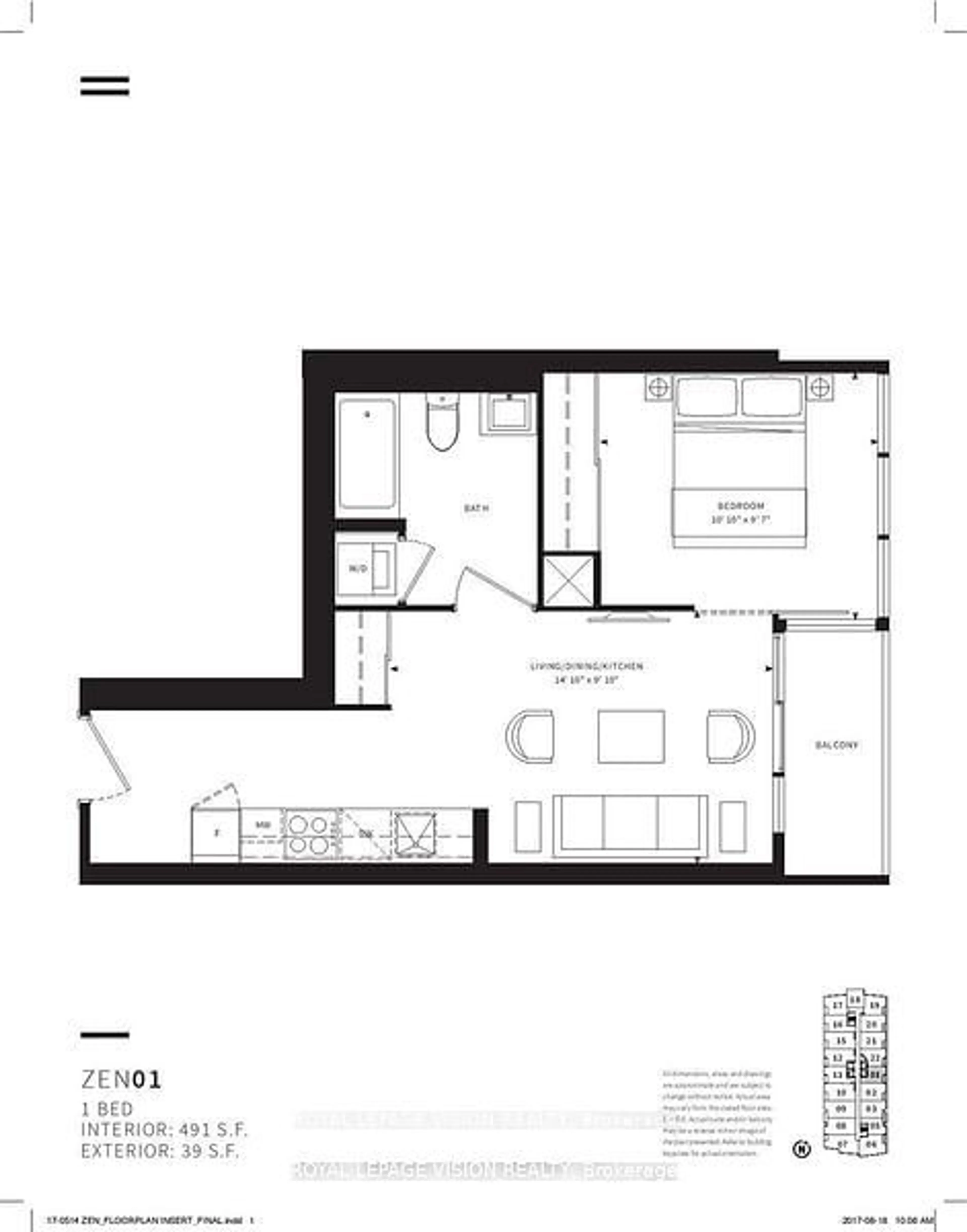 Floor plan for 19 Western Battery Rd #1701, Toronto Ontario M6K 0E3