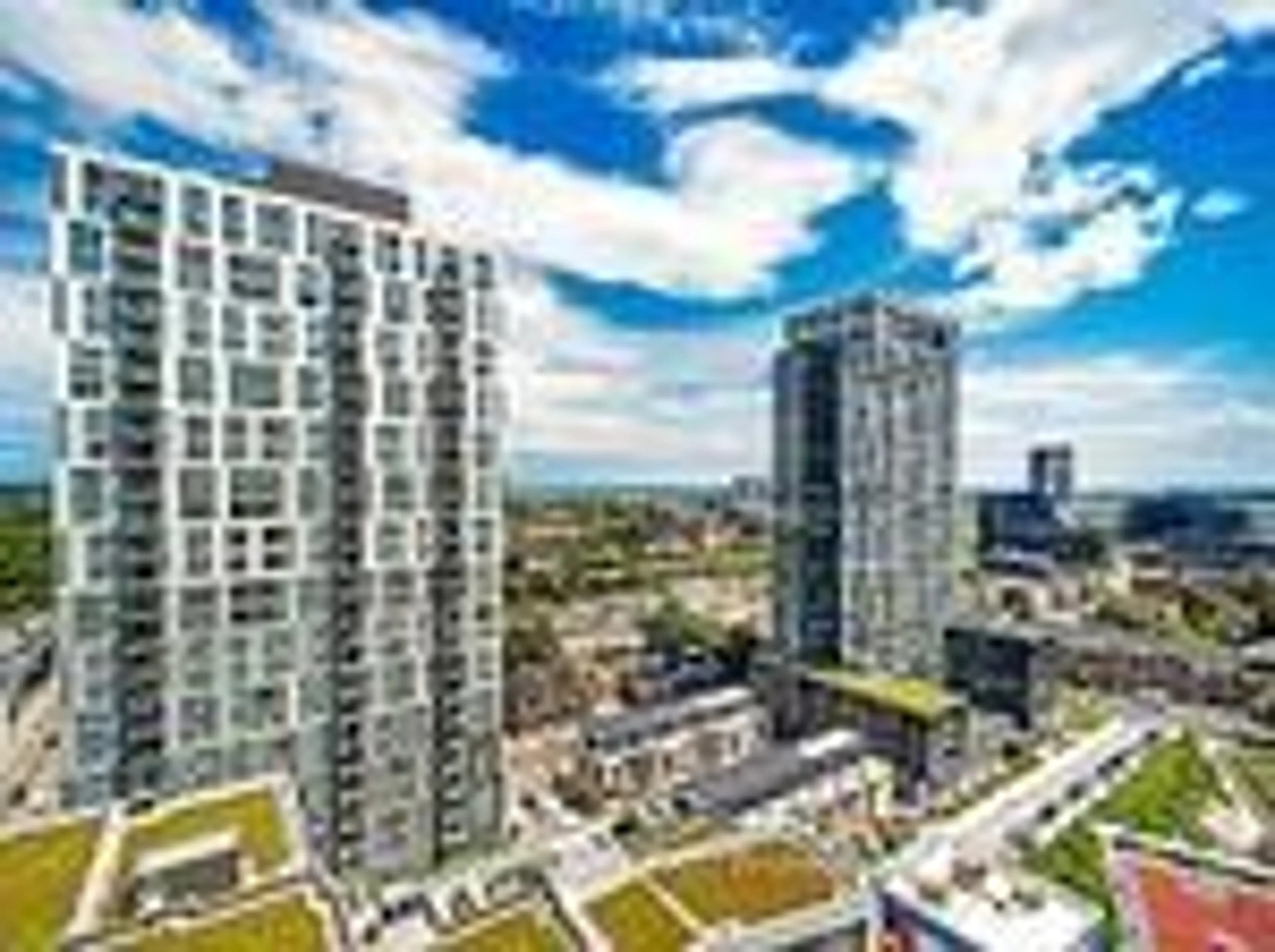 A pic from exterior of the house or condo, the view of city buildings for 20 Tubman Ave #1805, Toronto Ontario M5A 0M8