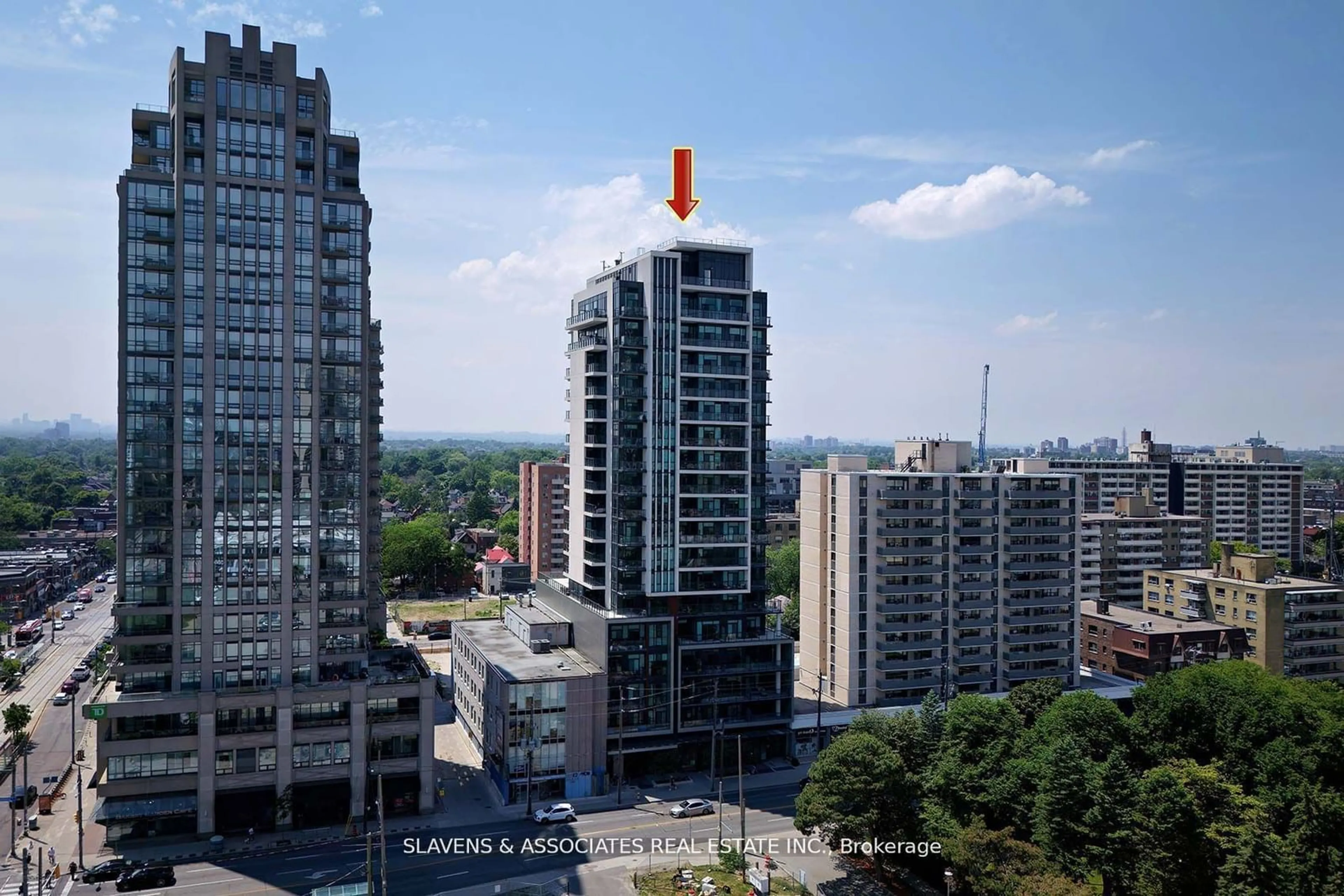 A pic from exterior of the house or condo, the view of city buildings for 1486 Bathurst St #1604, Toronto Ontario M5P 3G9