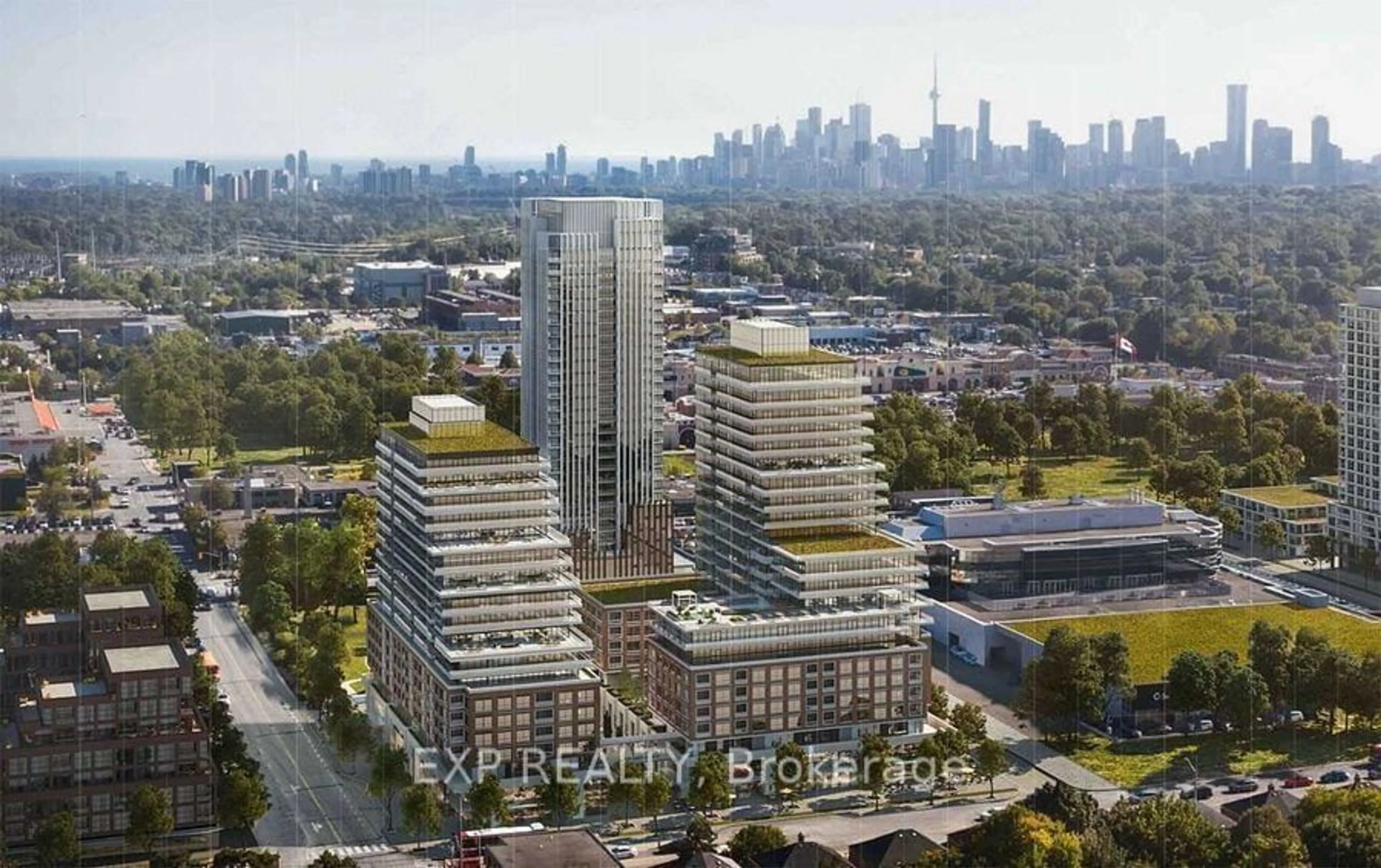 A pic from exterior of the house or condo, the view of city buildings for 33 Frederick Todd Way #201, Toronto Ontario M4G 0C9