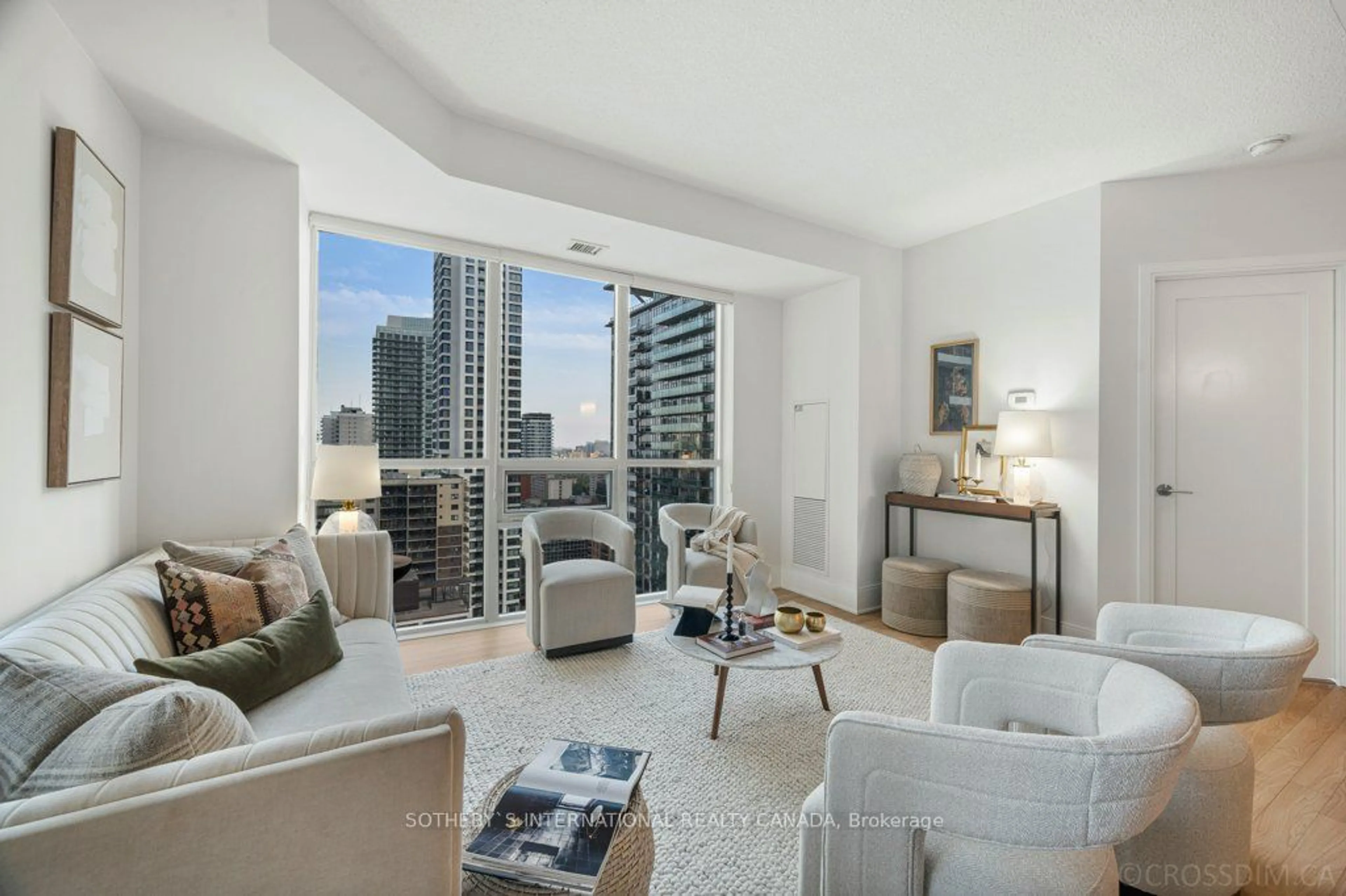 Living room, carpet floors for 25 Broadway Ave #1907, Toronto Ontario M4P 1T7