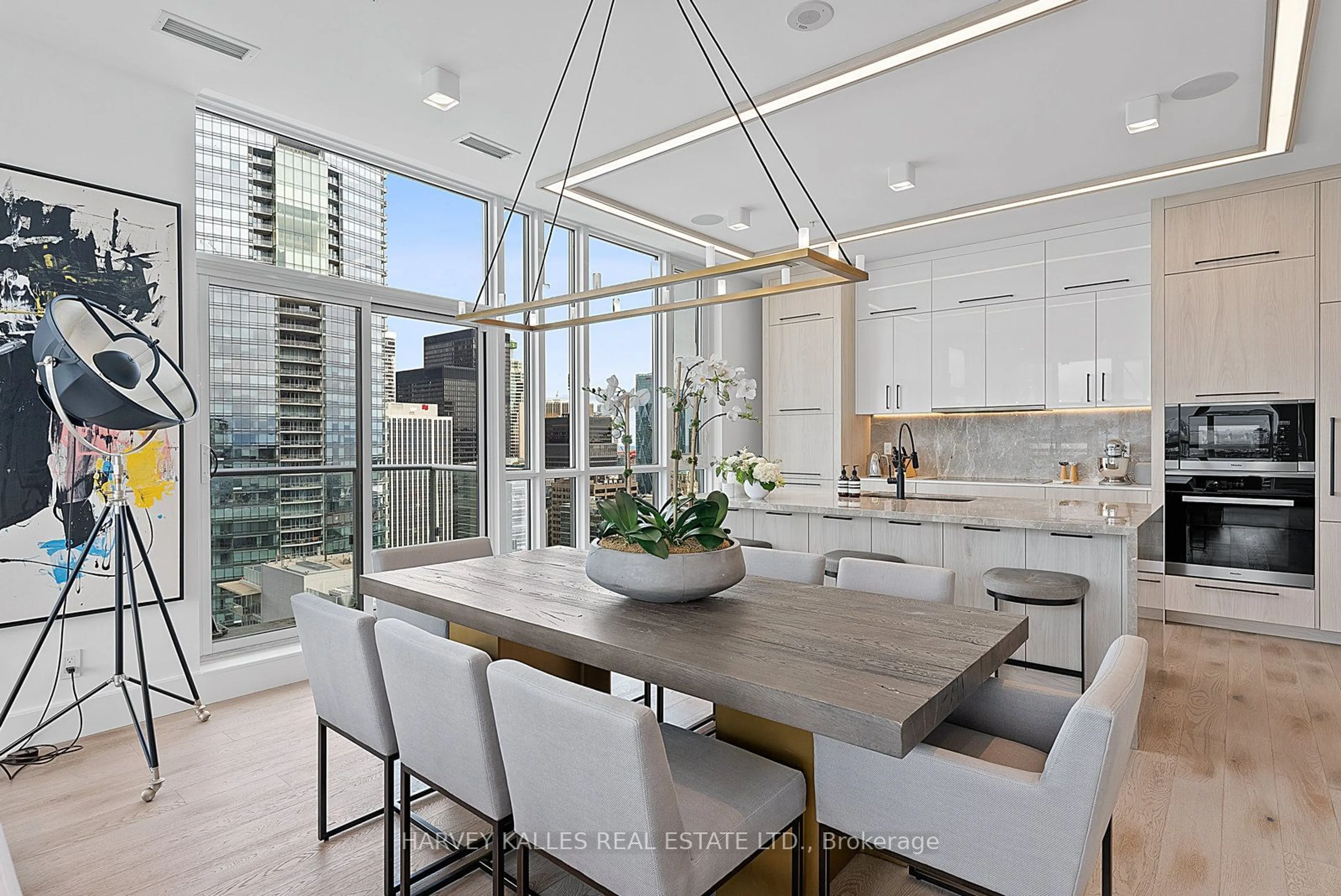 Contemporary kitchen, wood floors, mountain for 30 Nelson St #PH101, Toronto Ontario M5V 0H5