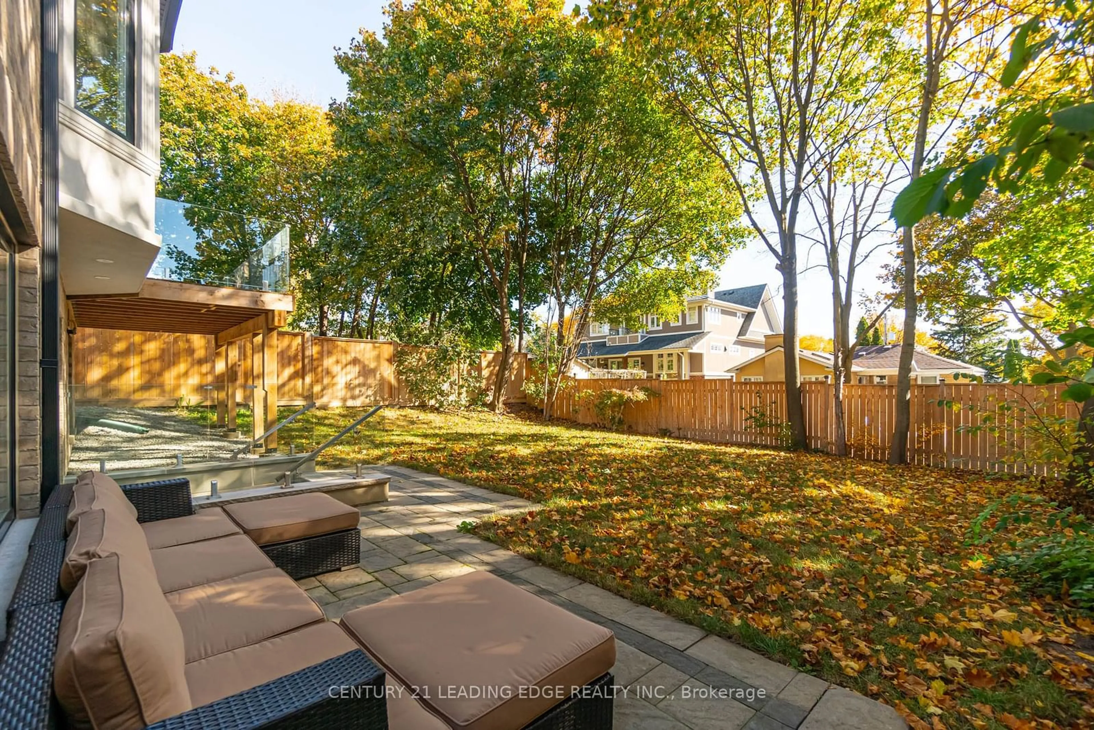 Patio, the fenced backyard for 179 Burndale Ave, Toronto Ontario M2N 1T1