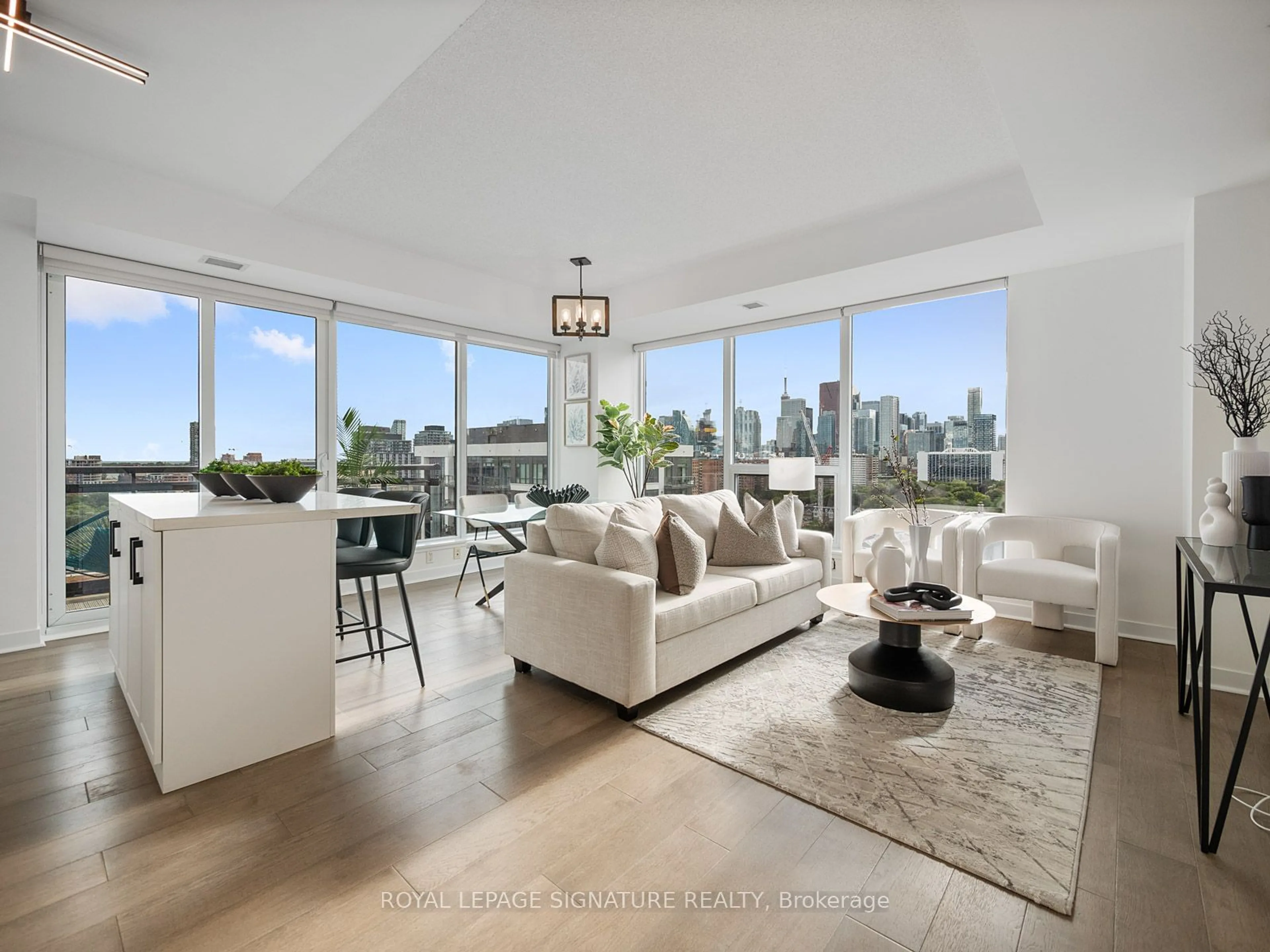 Living room, wood floors for 225 Sackville St #1304, Toronto Ontario M5A 3H1