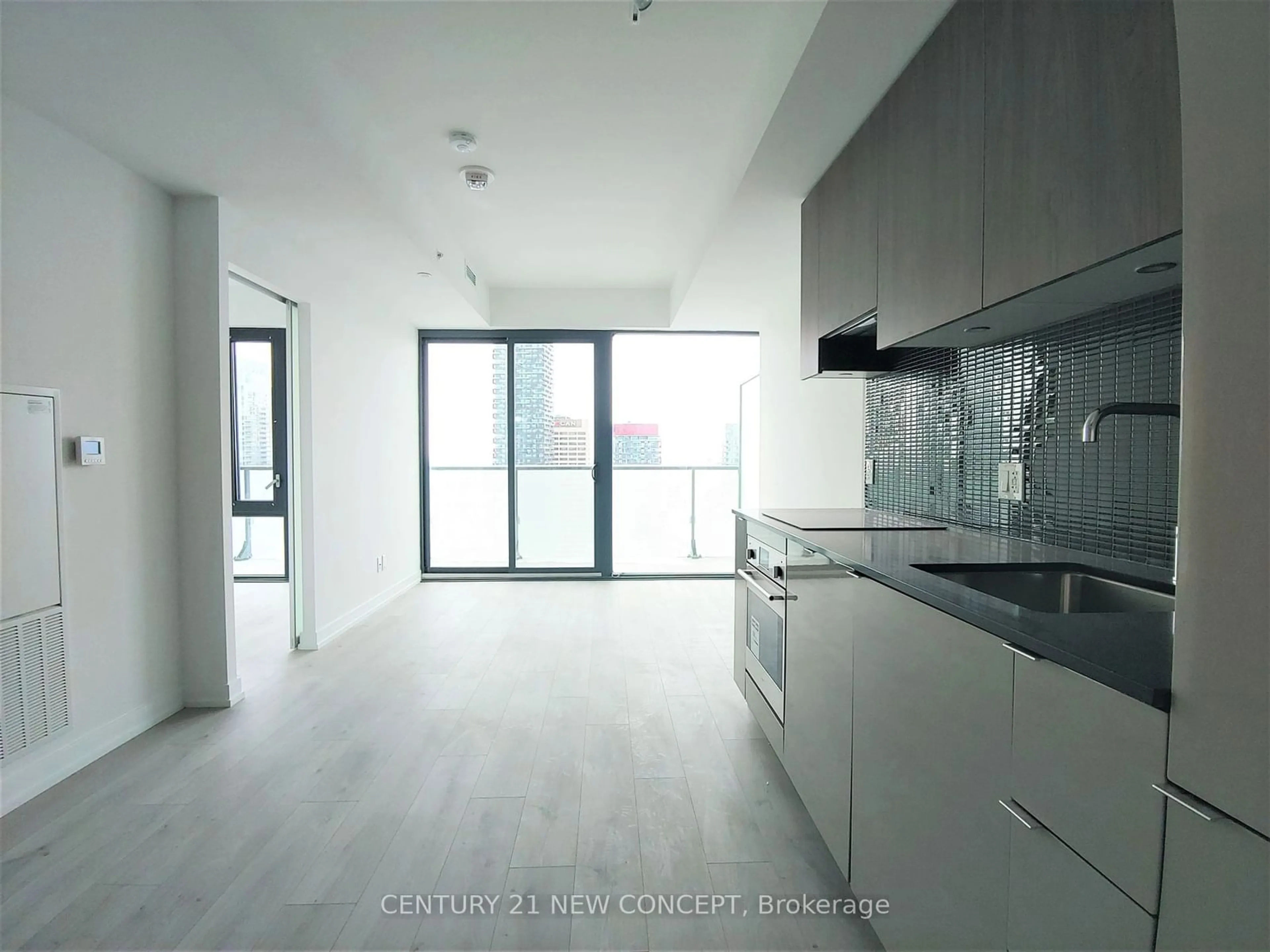 Kitchen, cement floor, the street view for 161 Roehampton Ave #3611, Toronto Ontario M3P 1P9