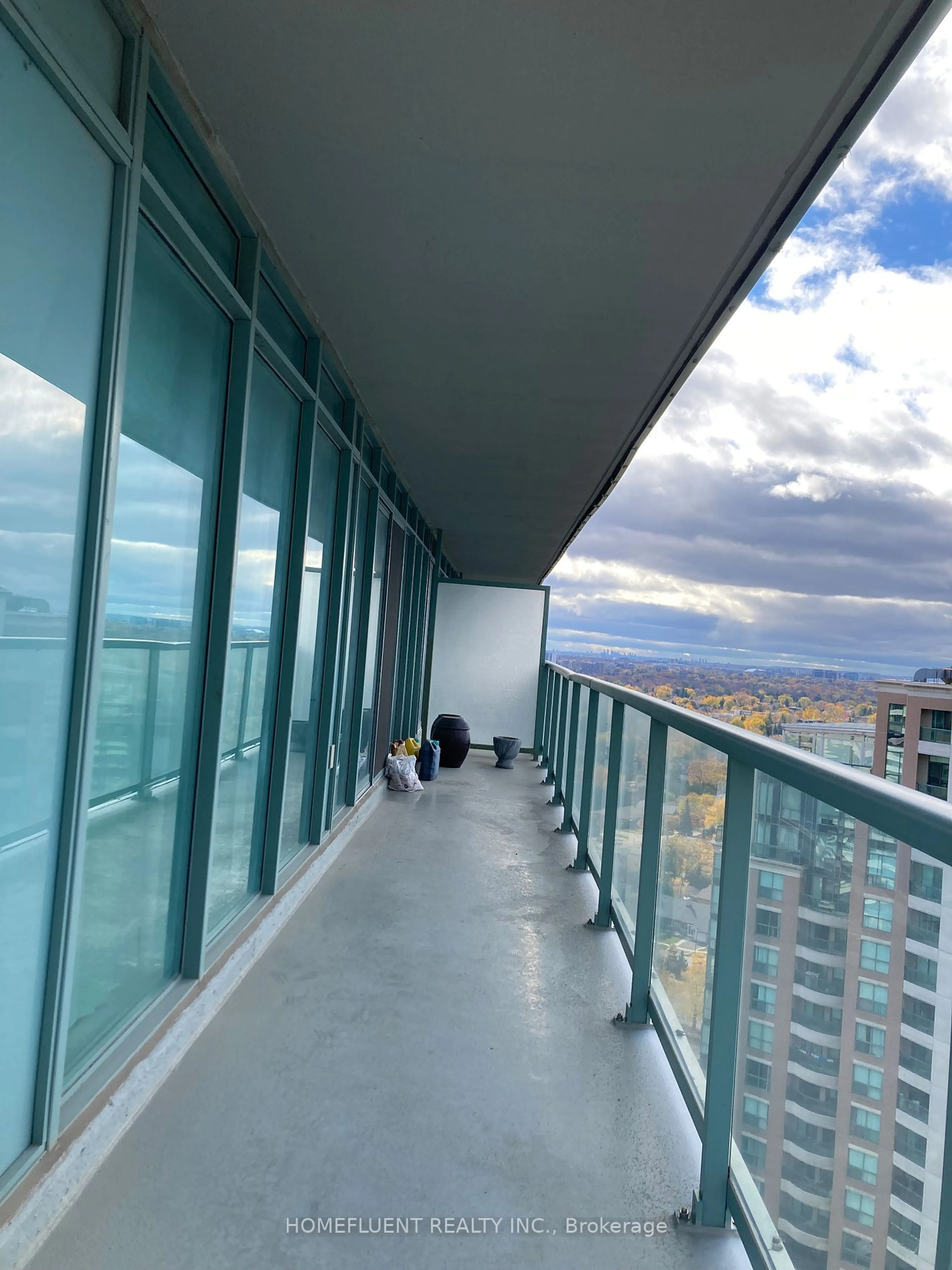 Balcony in the apartment, the view of city buildings for 5500 Yonge St #2410, Toronto Ontario M2N 7L1