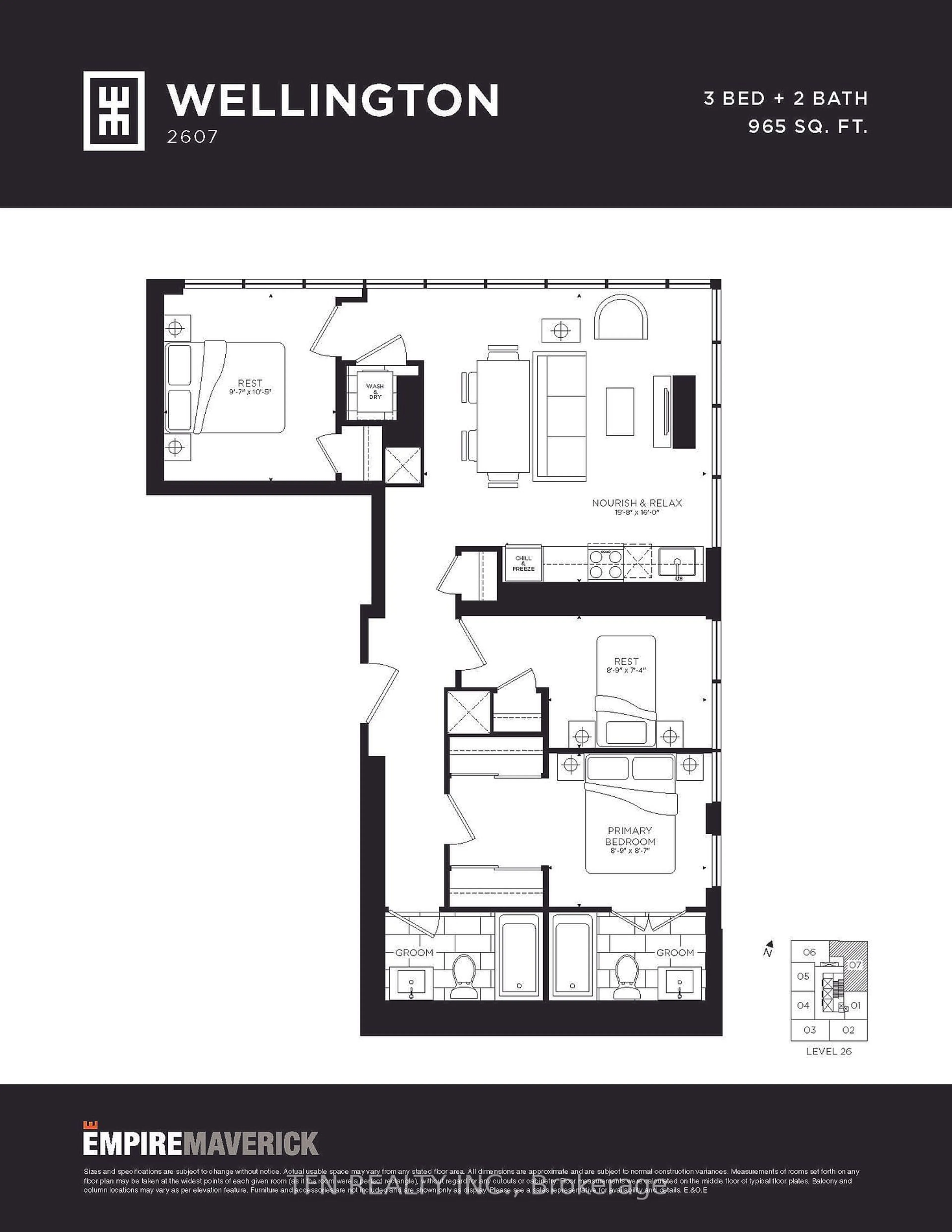 Floor plan for 327 King St #2607, Toronto Ontario M5V 1J5