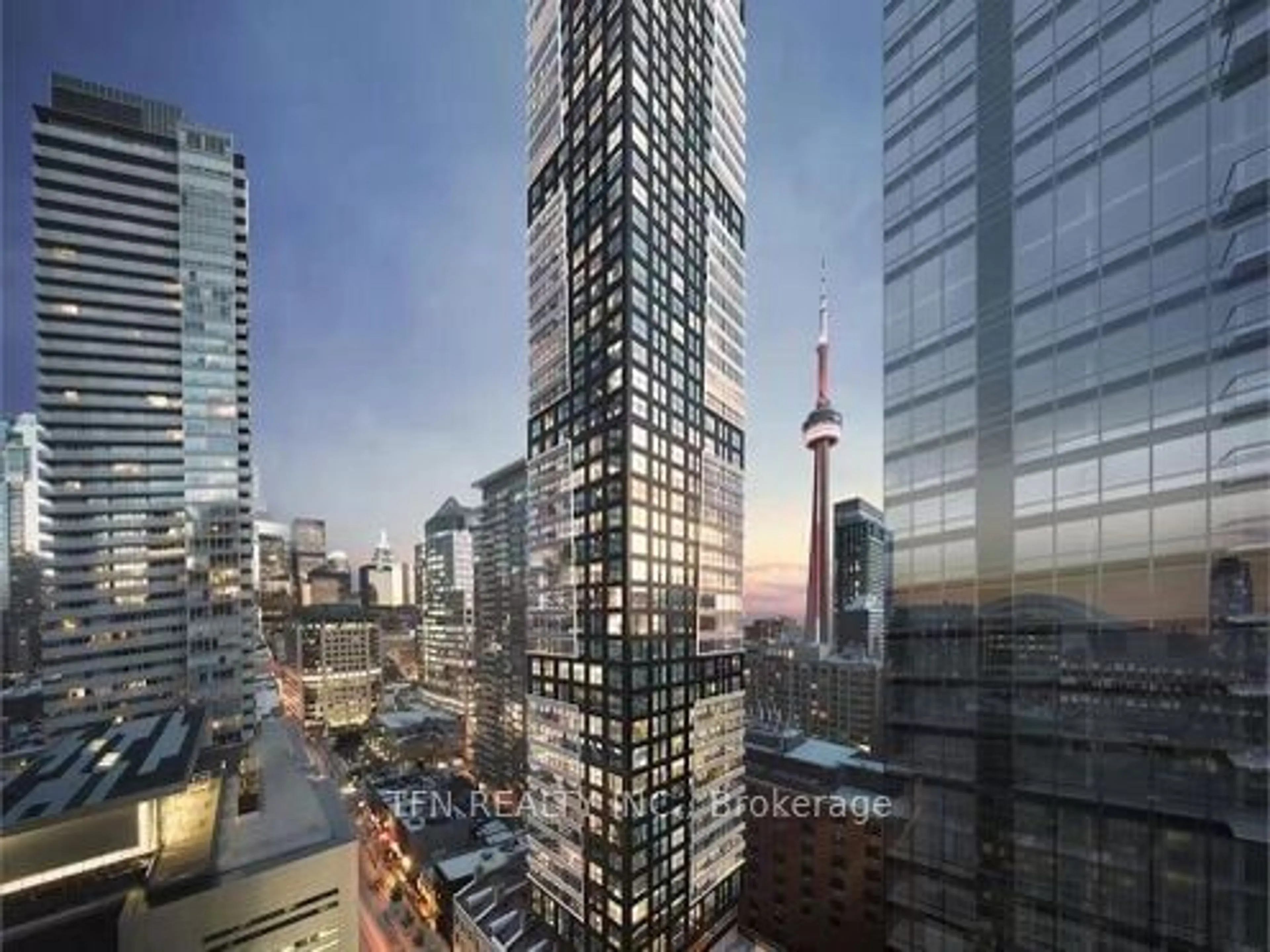 A pic from exterior of the house or condo, the view of city buildings for 327 King St #4105, Toronto Ontario M5V 0W7