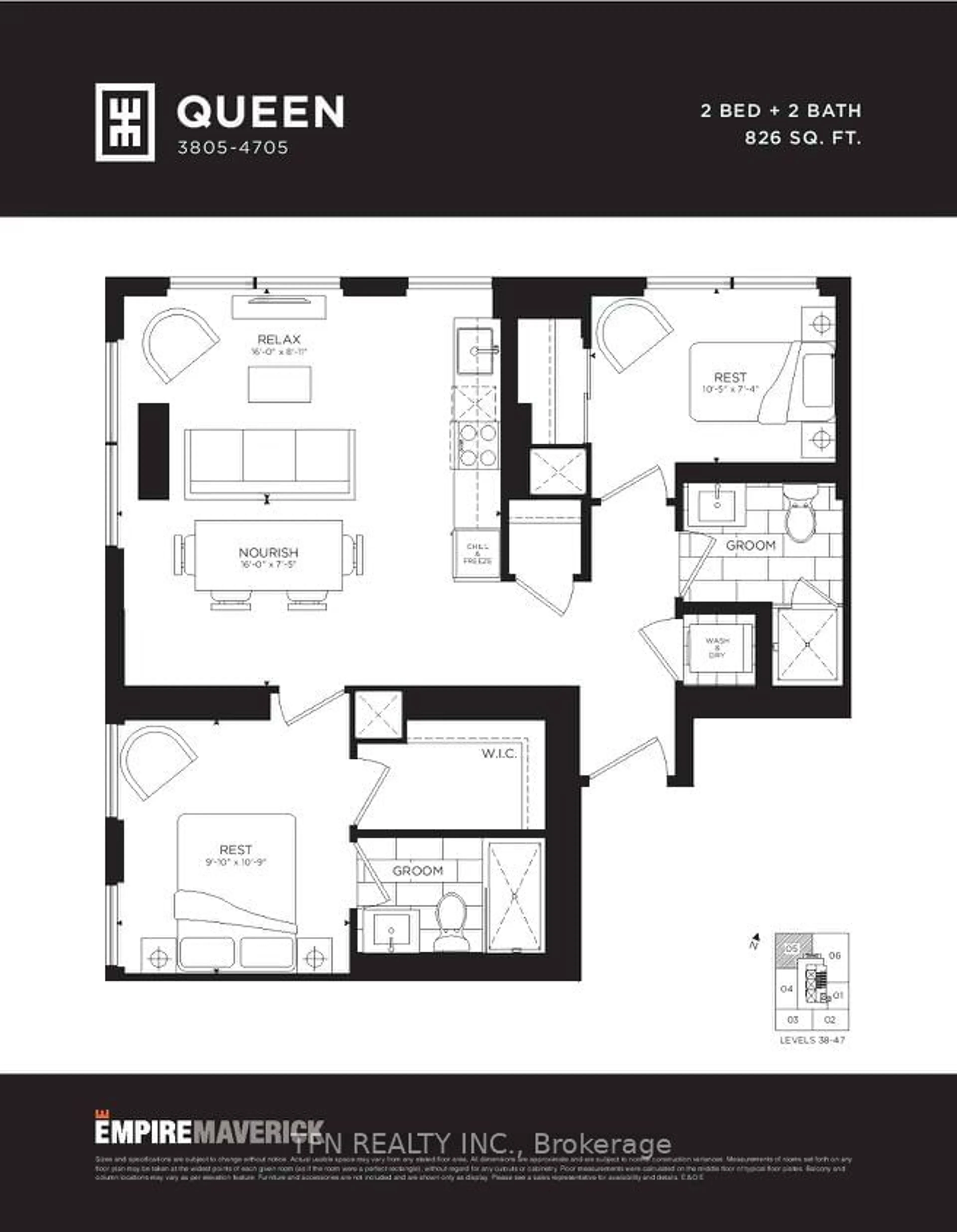 Floor plan for 327 King St #4105, Toronto Ontario M5V 0W7