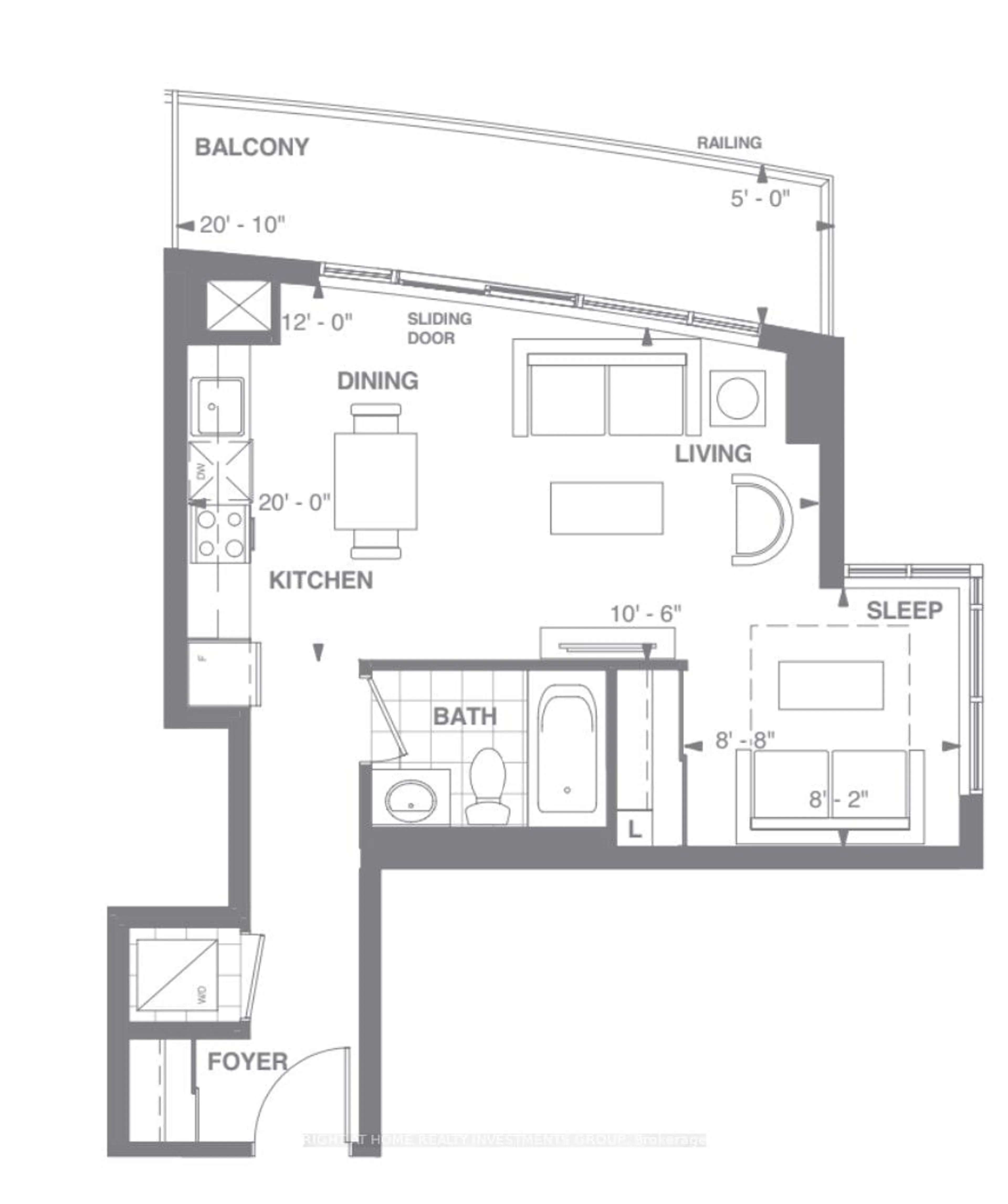 Floor plan for 460 Adelaide St #1220, Toronto Ontario M5A 0E7